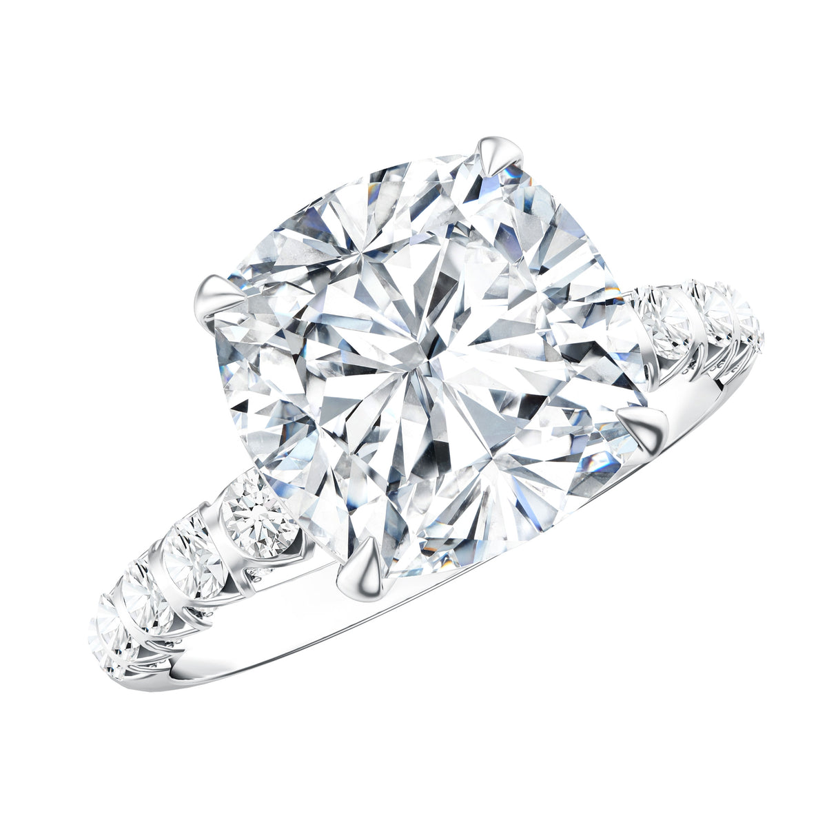 5 Carat Cushion Cut Lab Diamond Huge Engagement Ring with IGI Certificate Lab - ( E-VS1 ) - Rosec Jewels