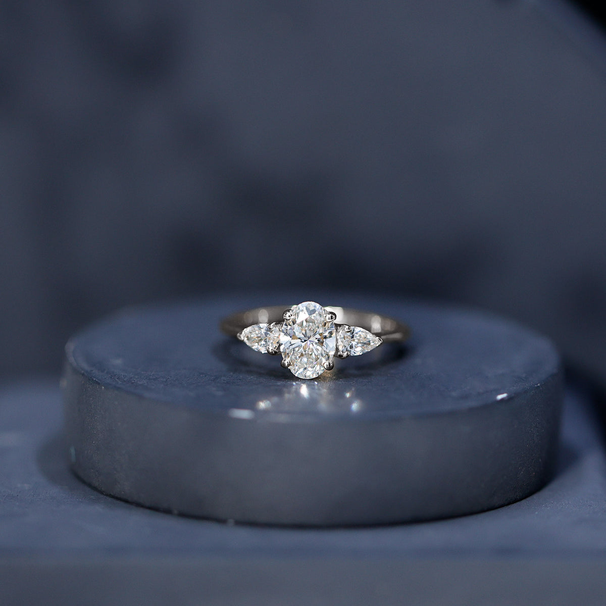 1 Carat Lab Grown Diamond Three Stone Engagement Ring with IGI Certificate Lab - ( E-VS1 ) - Rosec Jewels