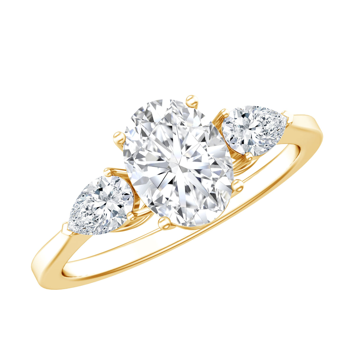 1 Carat Lab Grown Diamond Three Stone Engagement Ring with IGI Certificate Lab - ( E-VS1 ) - Rosec Jewels