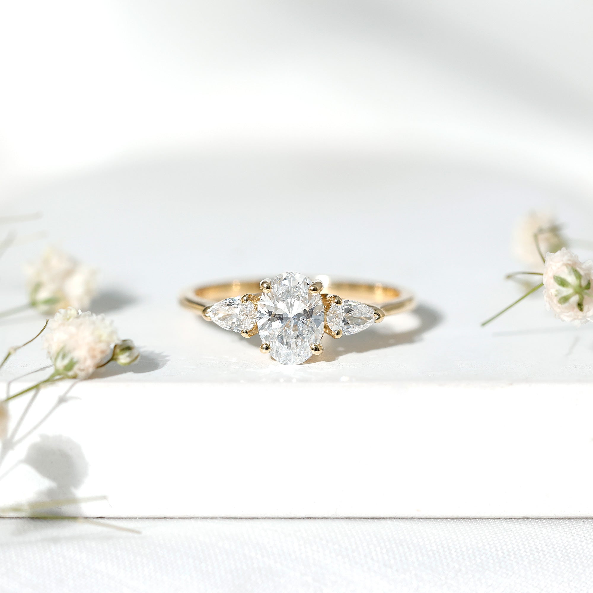 Rosec Jewels-1 Carat Lab Grown Diamond Three Stone Engagement Ring with IGI Certificate