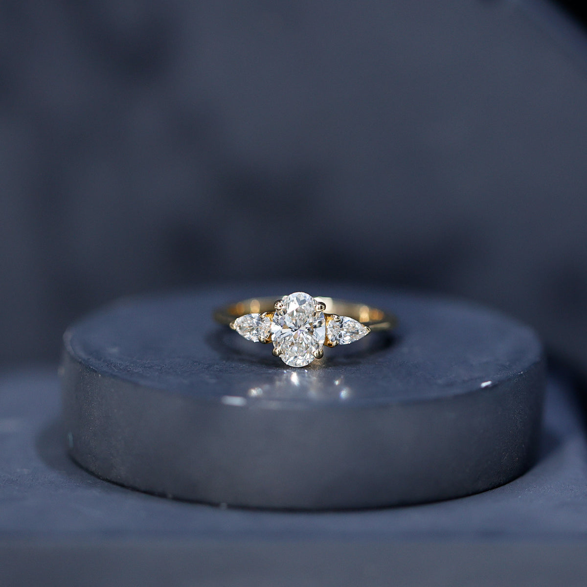 1 Carat Lab Grown Diamond Three Stone Engagement Ring with IGI Certificate Lab - ( E-VS1 ) - Rosec Jewels