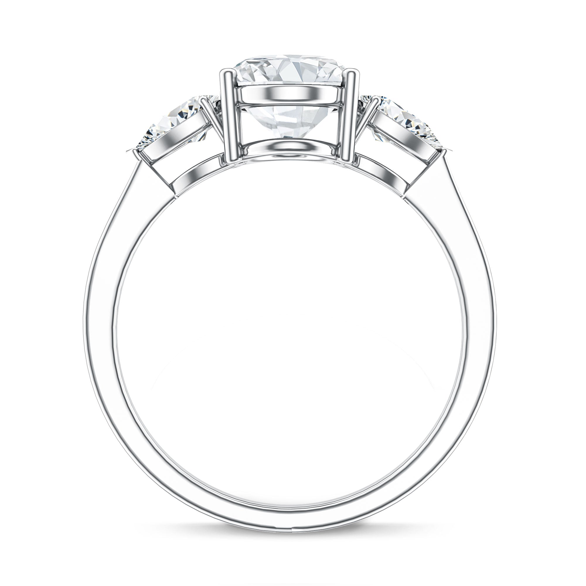2 Carat Oval Lab Grown Diamond Three Stone Engagement Ring with IGI Certificate Lab - ( E-VS1 ) - Rosec Jewels