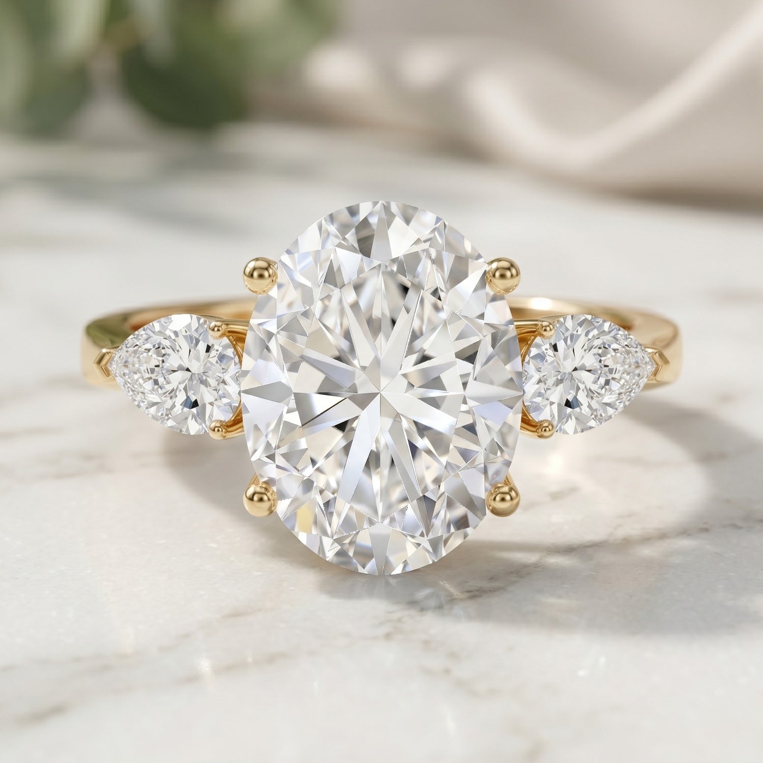 3 Carat Oval Lab Created Diamond Engagement Ring with IGI Certificate Lab - ( E-VS1 ) - Rosec Jewels