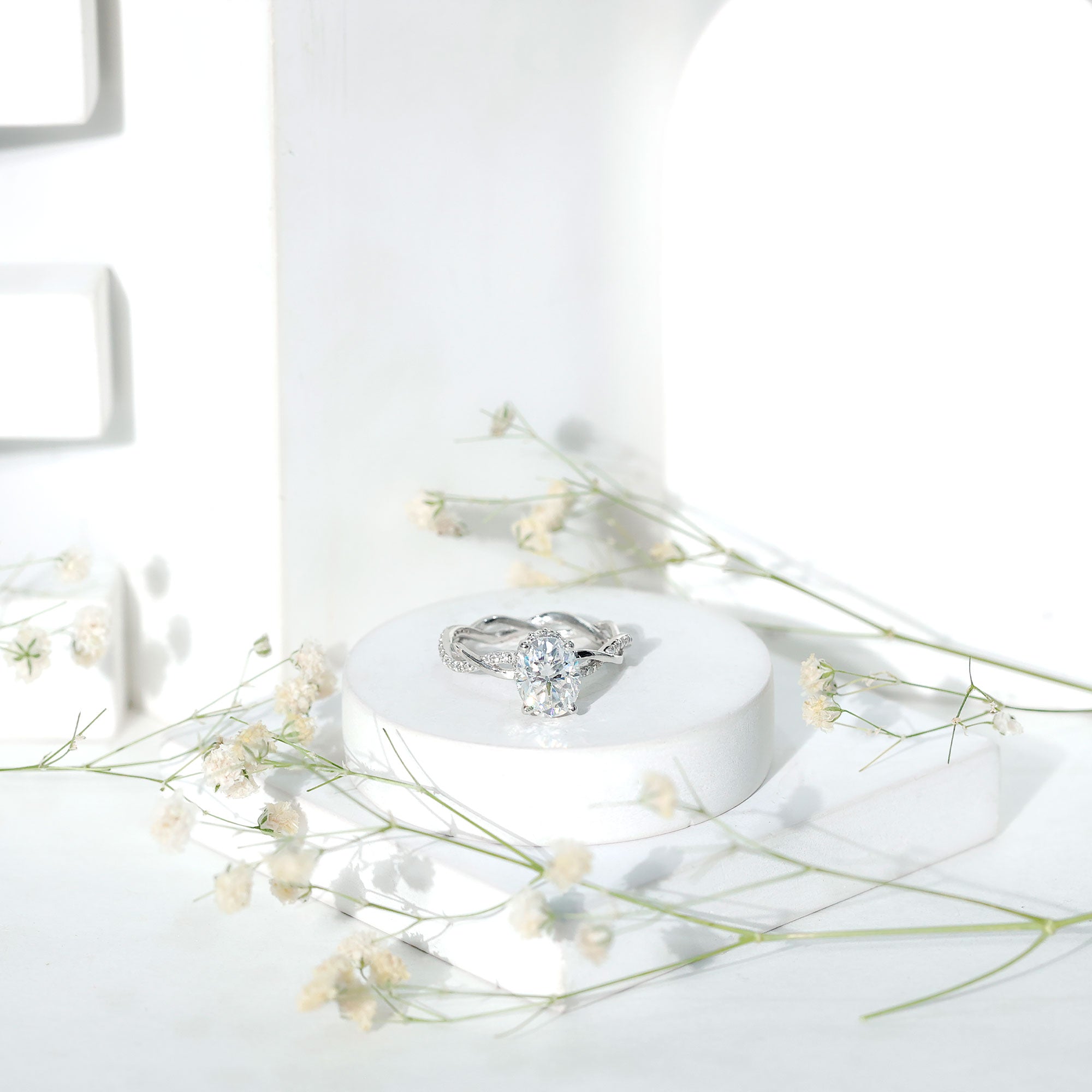 IGI Certified 2 Carat Lab Grown Diamond Oval Hidden Halo Engagement Ring with Braided Band Lab - ( E-VS1 ) - Rosec Jewels