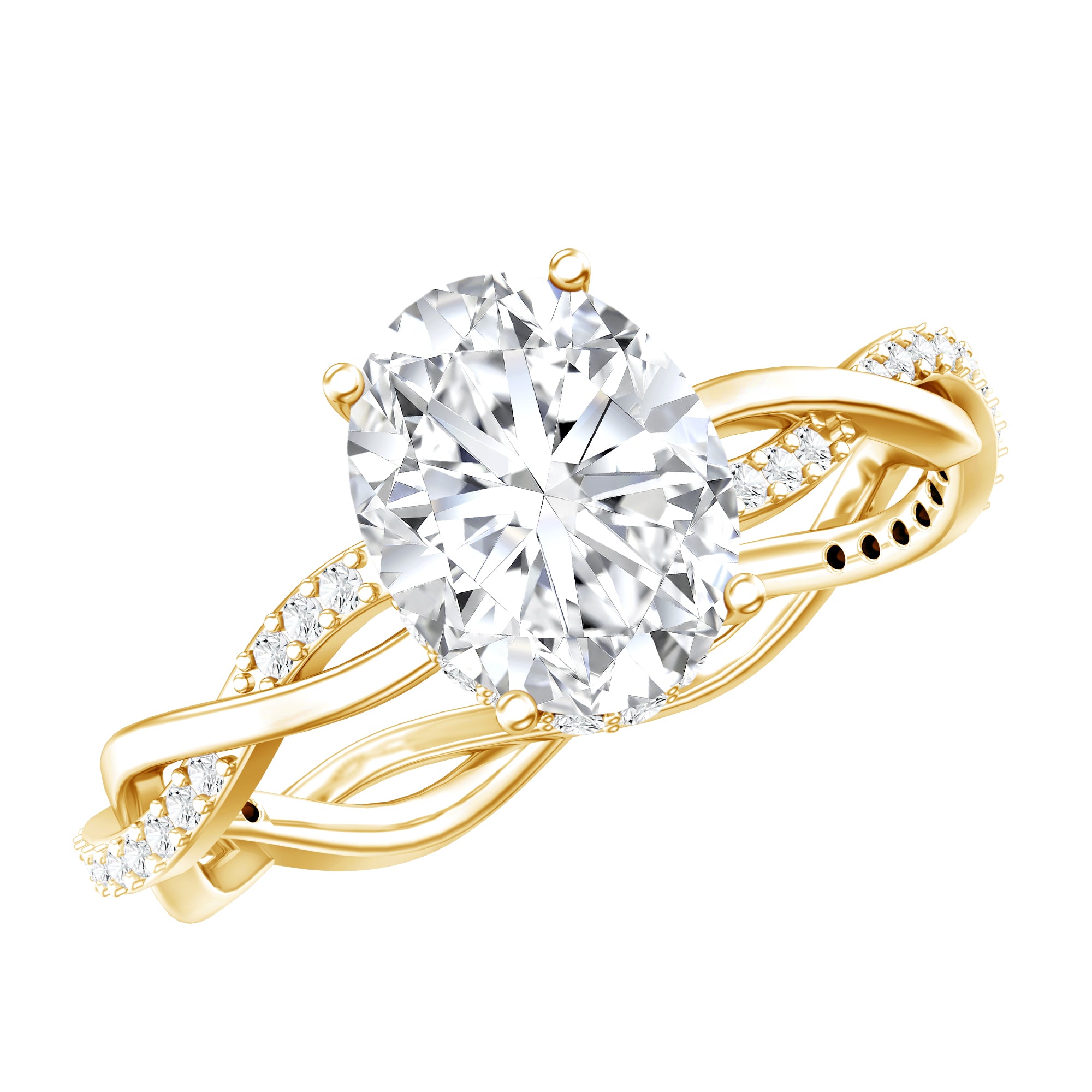 IGI Certified 2 Carat Lab Grown Diamond Oval Hidden Halo Engagement Ring with Braided Band Lab - ( E-VS1 ) - Rosec Jewels