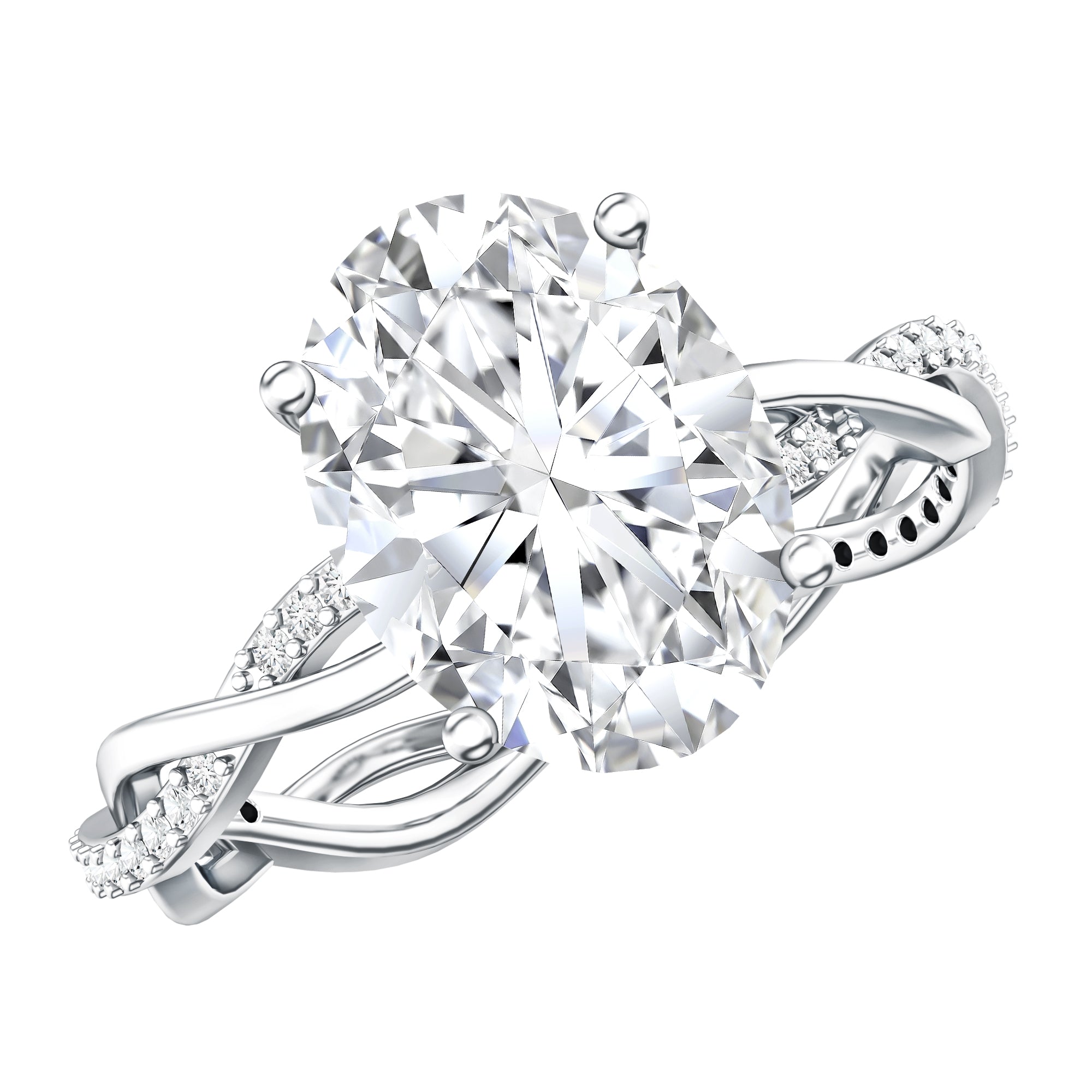 IGI Certified Oval Shape Lab Grown Diamond Infinity Band Engagement Ring 3 Carat Lab - ( E-VS1 ) - Rosec Jewels