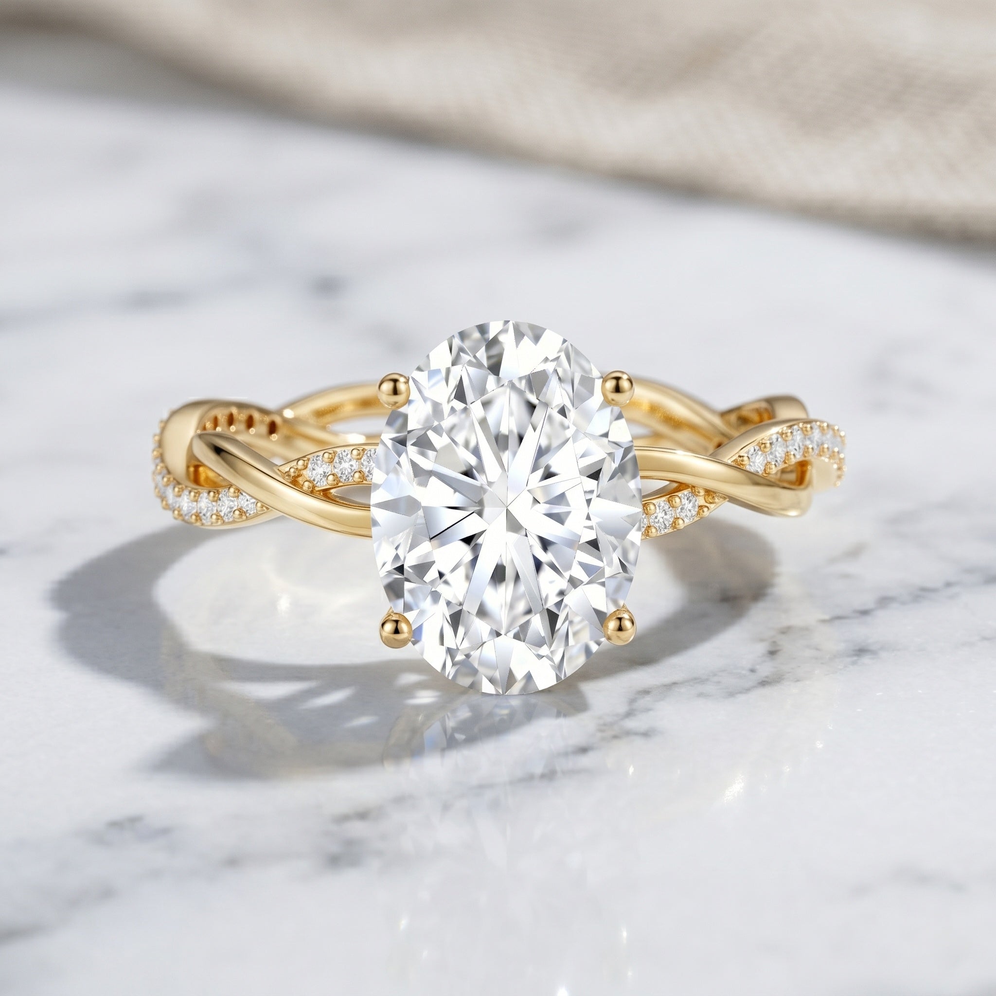 IGI Certified Oval Shape Lab Grown Diamond Infinity Band Engagement Ring 3 Carat Lab - ( E-VS1 ) - Rosec Jewels