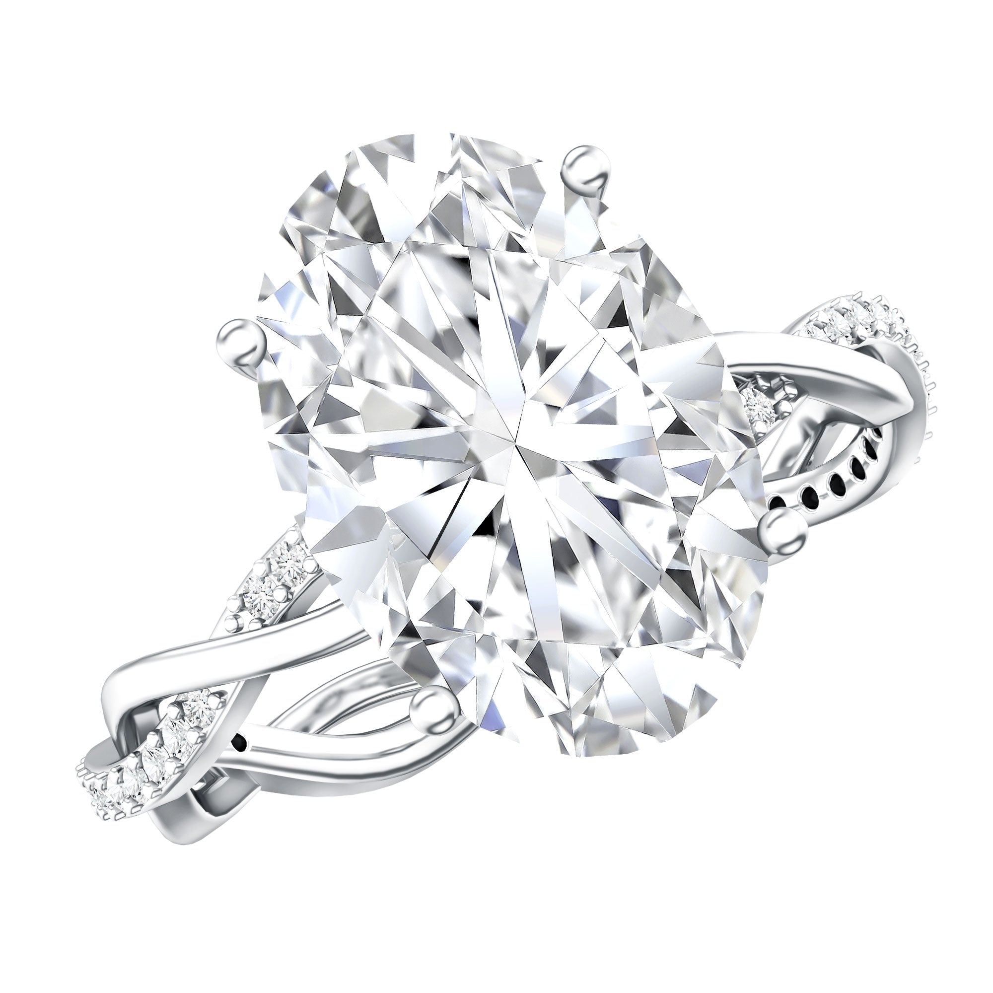 IGI Certified 4 Carat Oval Lab Grown Diamond Huge Engagement Ring with Braided Band Lab - ( E-VS1 ) - Rosec Jewels
