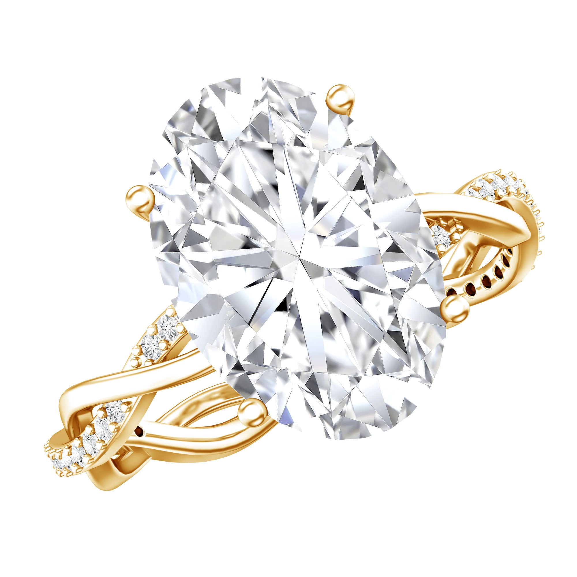 IGI Certified 4 Carat Oval Lab Grown Diamond Huge Engagement Ring with Braided Band Lab - ( E-VS1 ) - Rosec Jewels