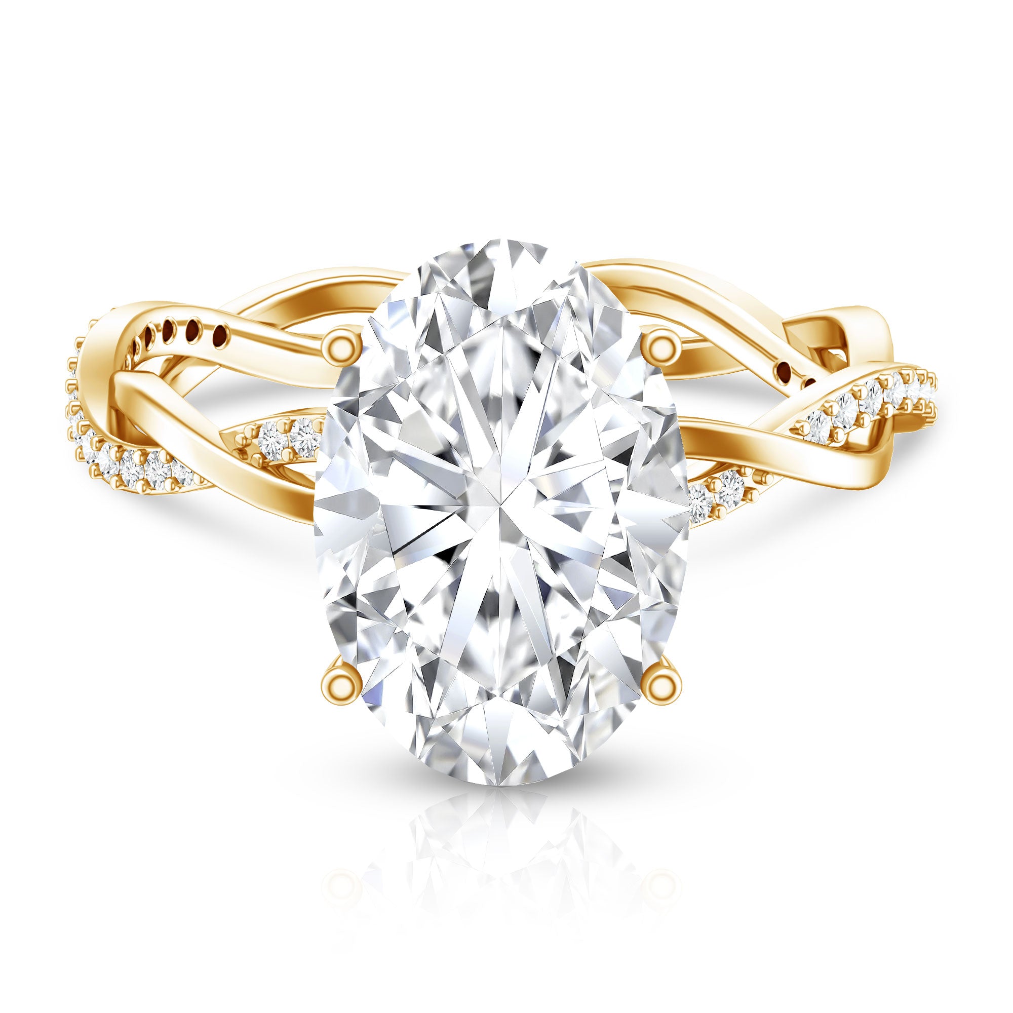 Rosec Jewels-IGI Certified 4 Carat Oval Lab Grown Diamond Huge Engagement Ring with Braided Band