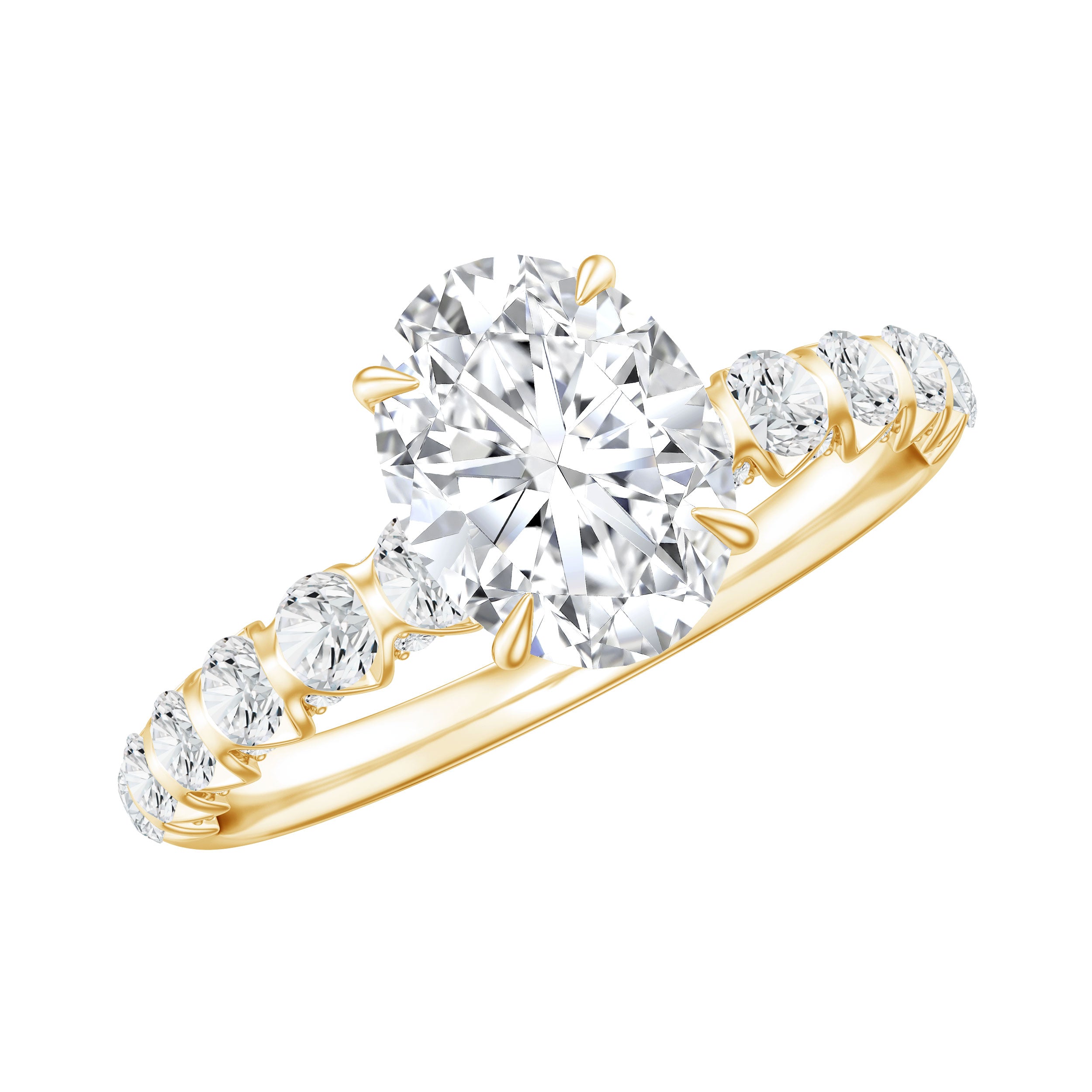 1 Carat Oval Cut Lab Grown Diamond Side Stone Engagement Ring IGI Certified Lab - ( E-VS1 ) - Rosec Jewels