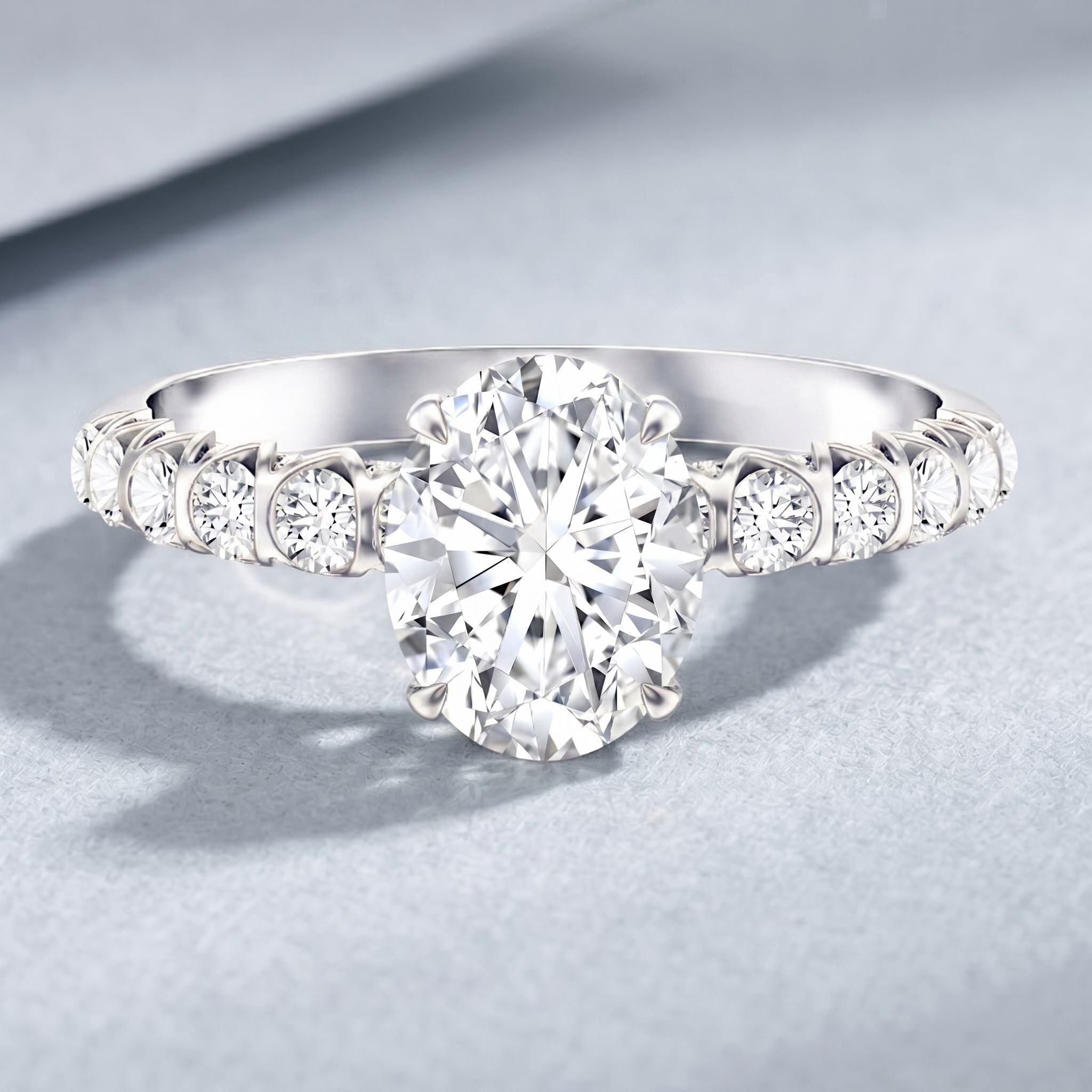 Oval 2 Carat Lab Grown Diamond Solitaire Engagement Ring IGI Certified Lab - ( E-VS1 ) - Rosec Jewels