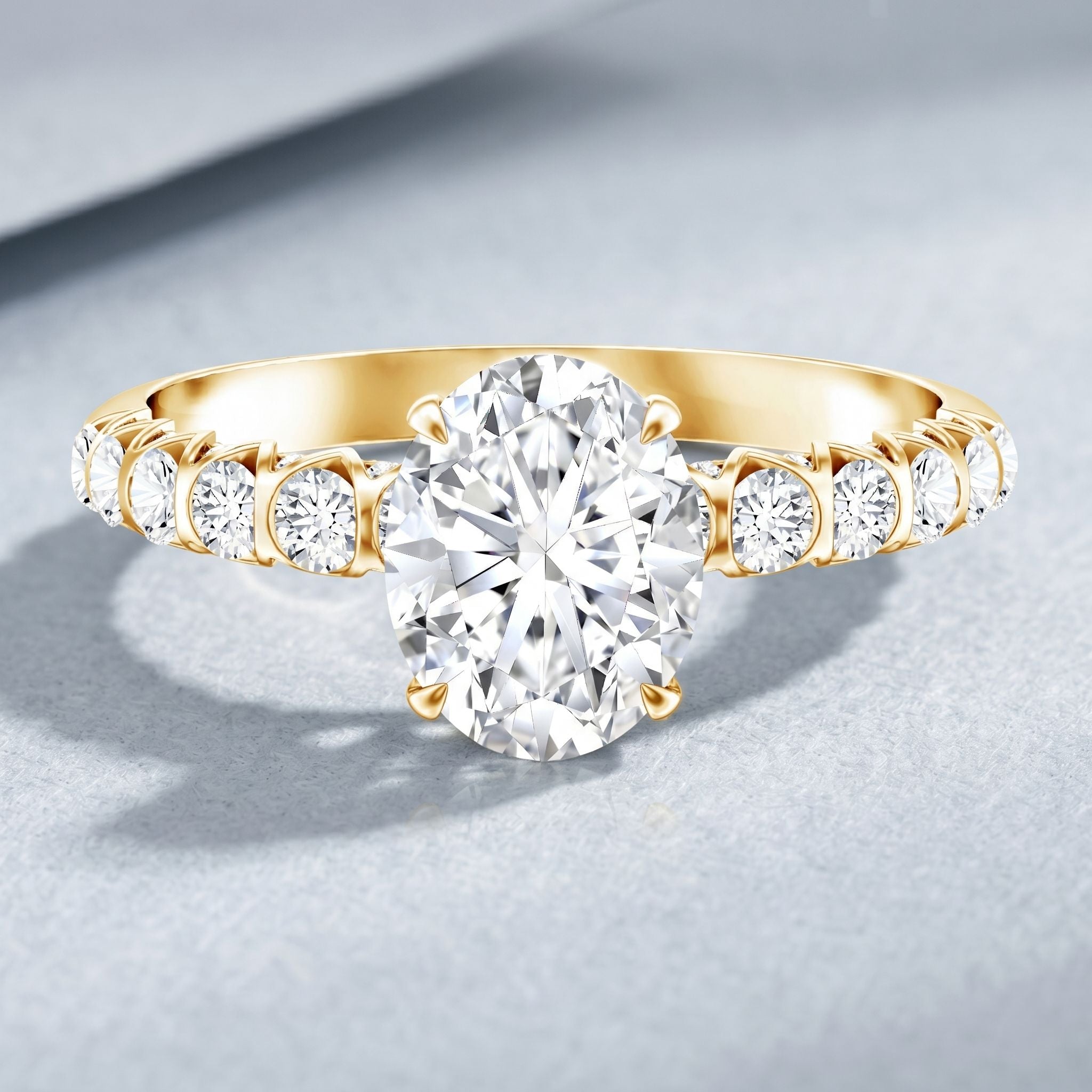 Oval 2 Carat Lab Grown Diamond Solitaire Engagement Ring IGI Certified Lab - ( E-VS1 ) - Rosec Jewels
