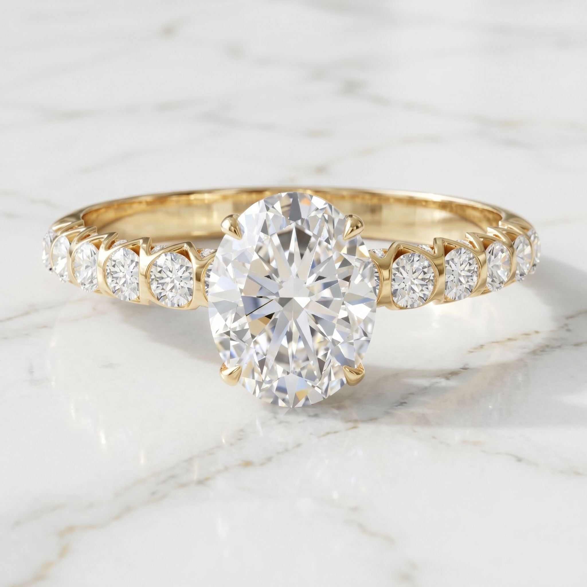 Oval 2 Carat Lab Grown Diamond Solitaire Engagement Ring IGI Certified Lab - ( E-VS1 ) - Rosec Jewels