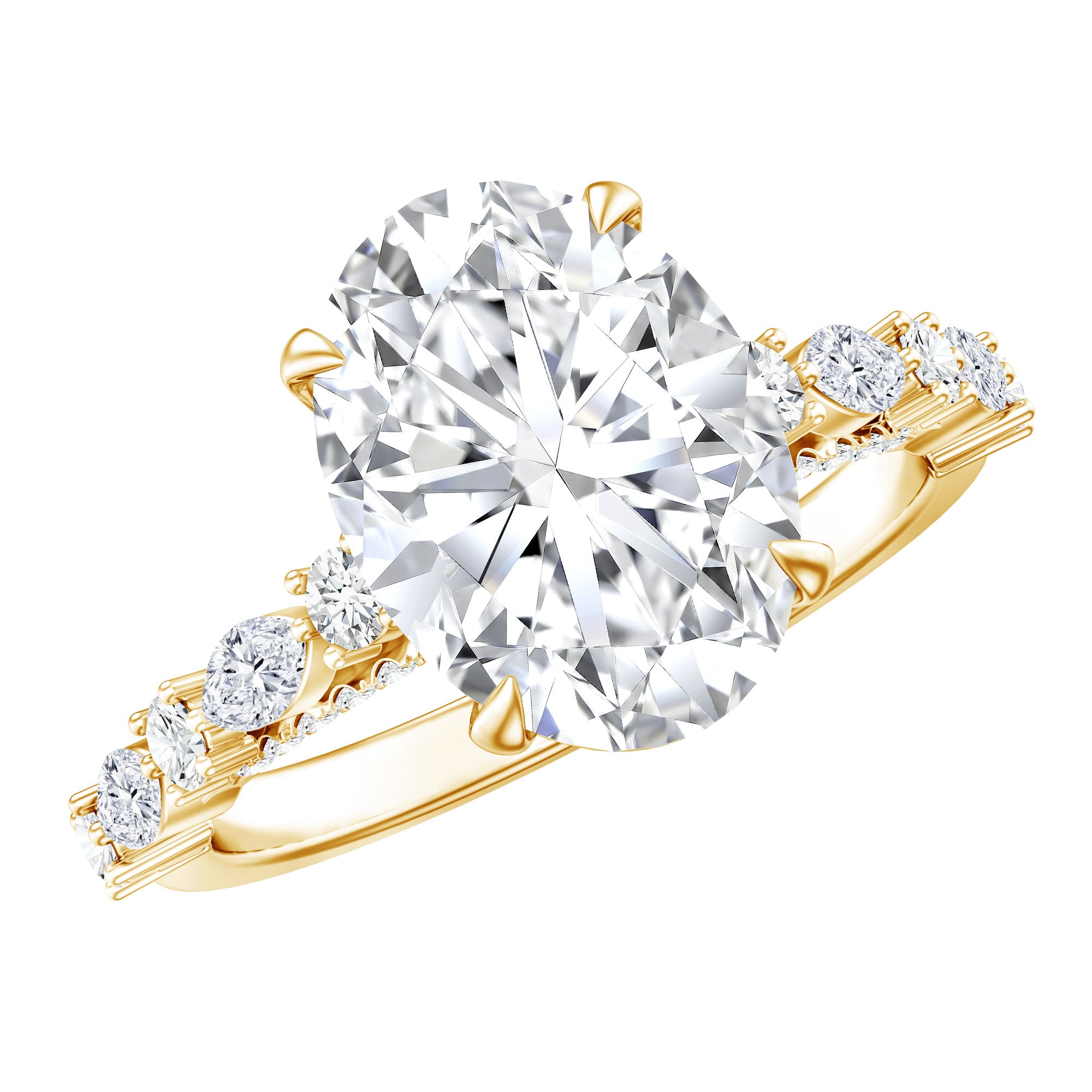 3 Carat Oval Lab Grown Diamond Statement Engagement Ring with IGI Certificate Lab - ( E-VS1 ) - Rosec Jewels