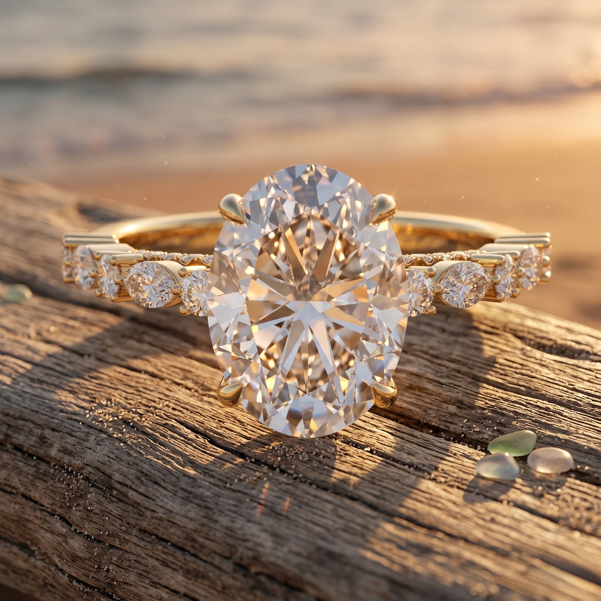 3 Carat Oval Lab Grown Diamond Statement Engagement Ring with IGI Certificate Lab - ( E-VS1 ) - Rosec Jewels
