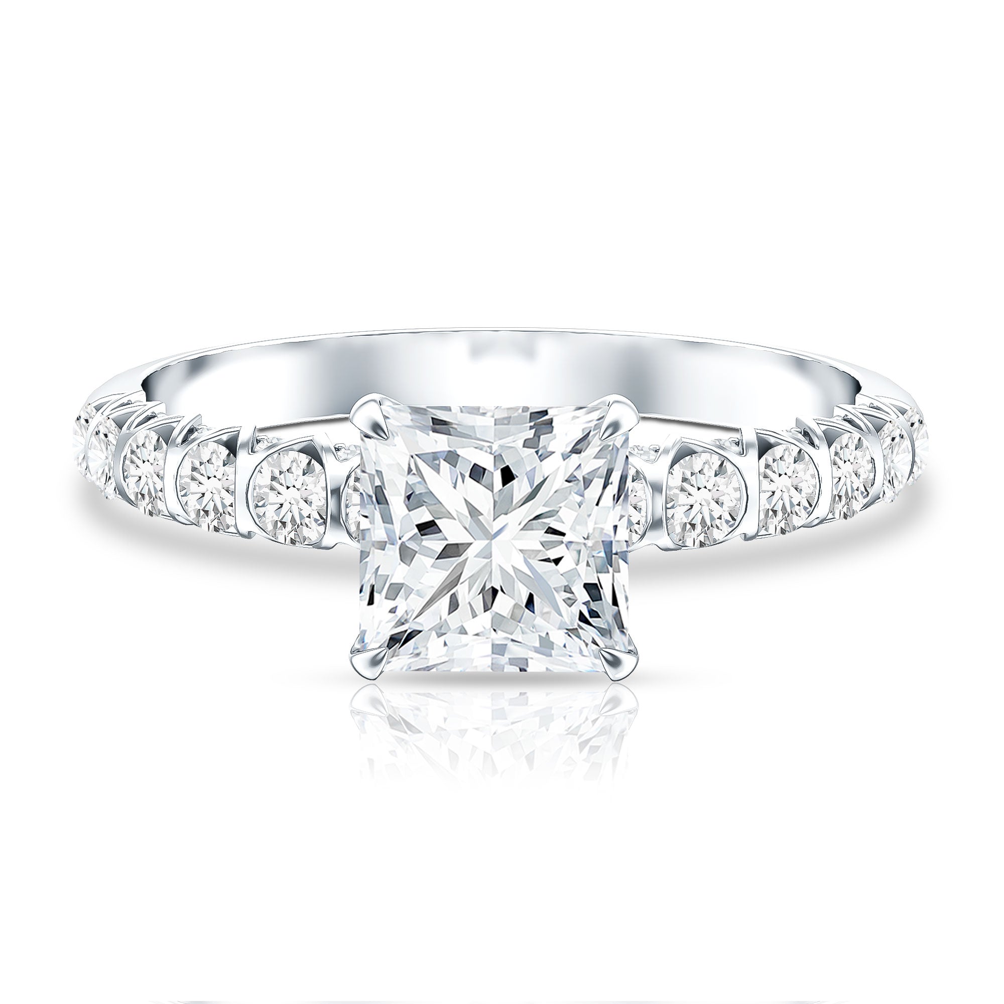 2 Carat IGI Certified Lab Grown Diamond Princess Cut Engagement Ring Lab - ( E-VS1 ) - Rosec Jewels