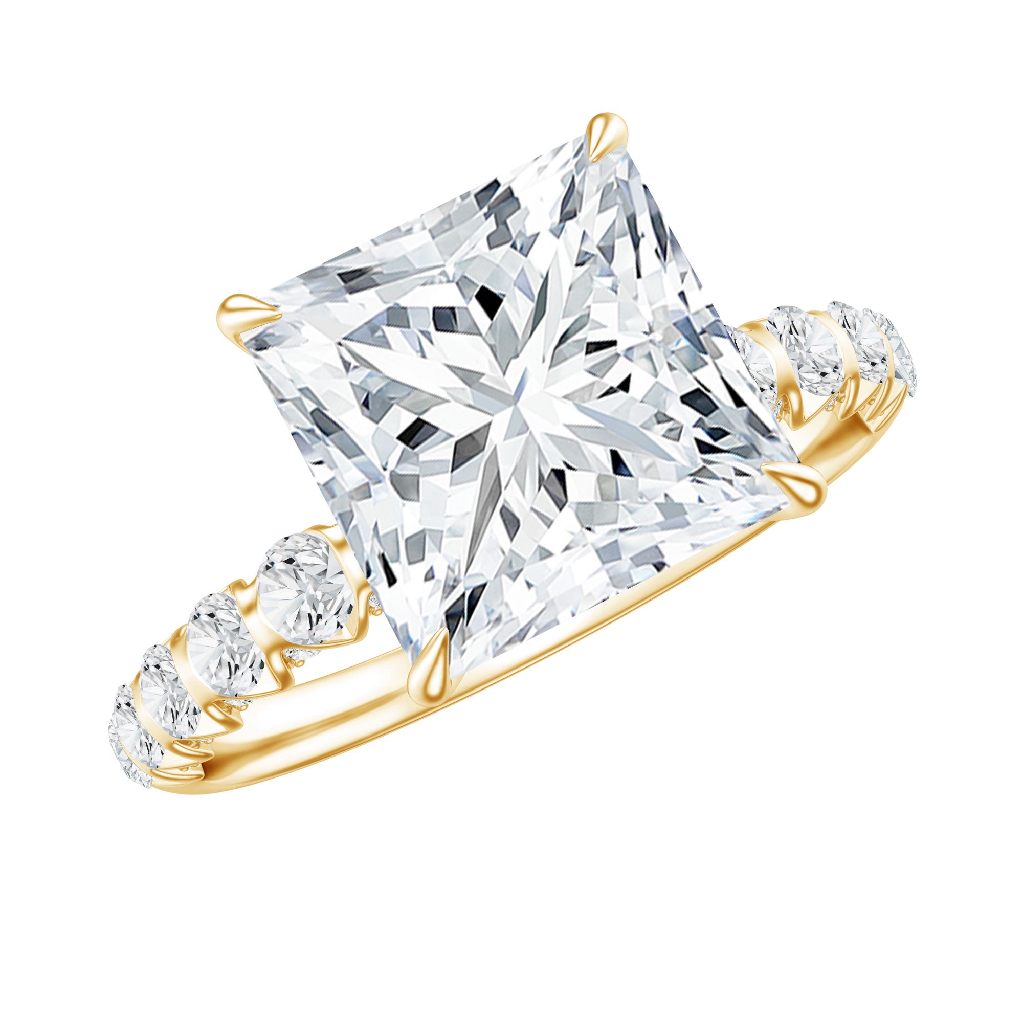 Rosec Jewels-Princess Cut Lab Grown Diamond 4 Carat Engagement Ring IGI Certified