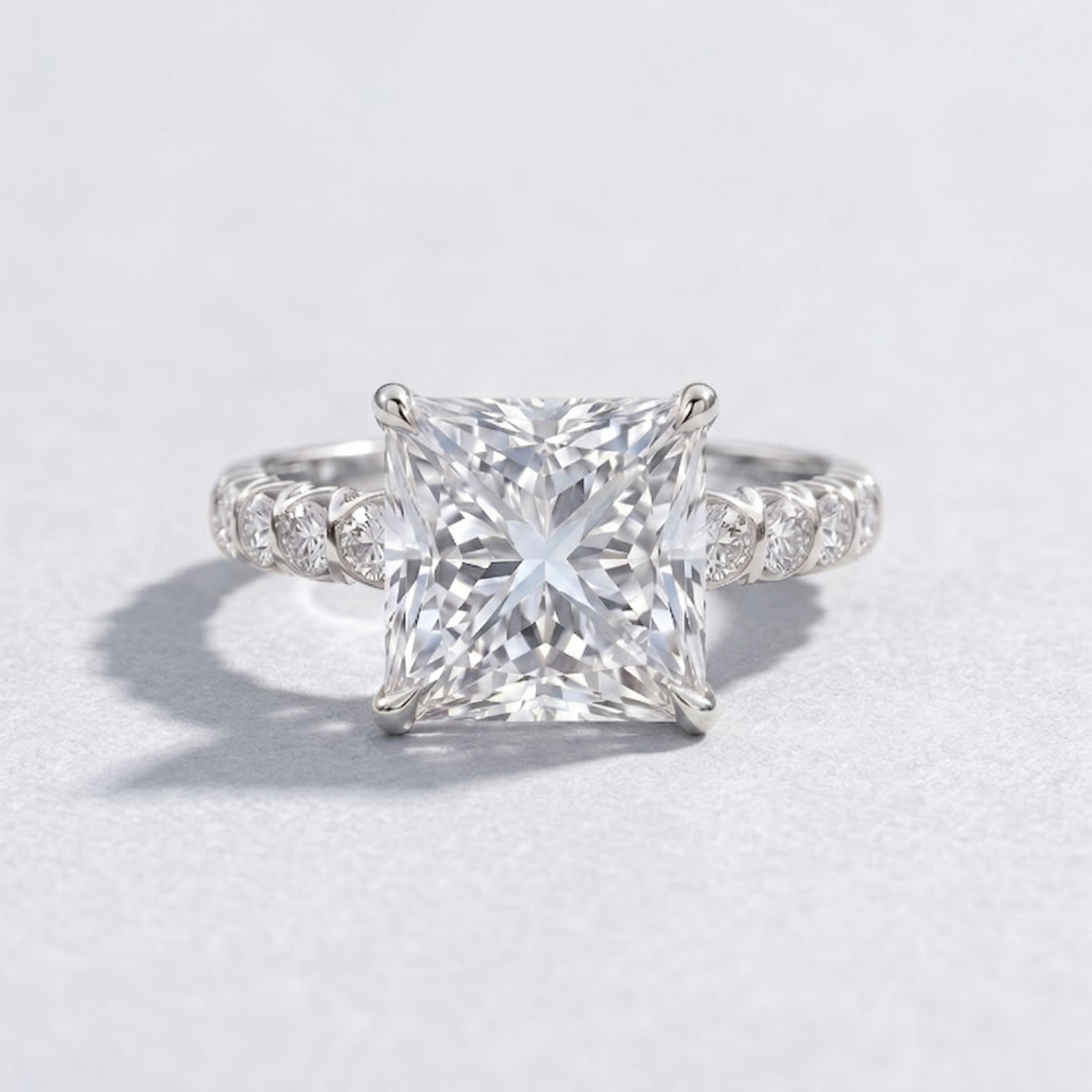 Princess Cut 5 Carat Lab Grown Big Diamond Engagement Ring IGI Certified Lab - ( E-VS1 ) - Rosec Jewels