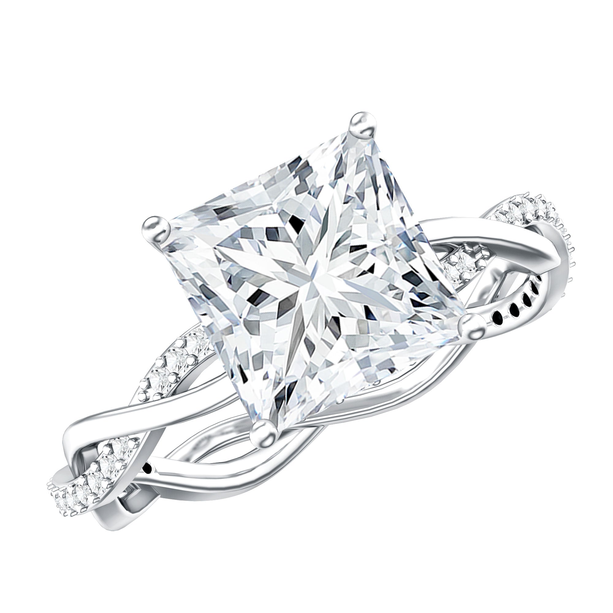 Rosec Jewels-Princess Cut 4 Carat Lab Grown Diamond Braided Engagement Ring IGI Certified