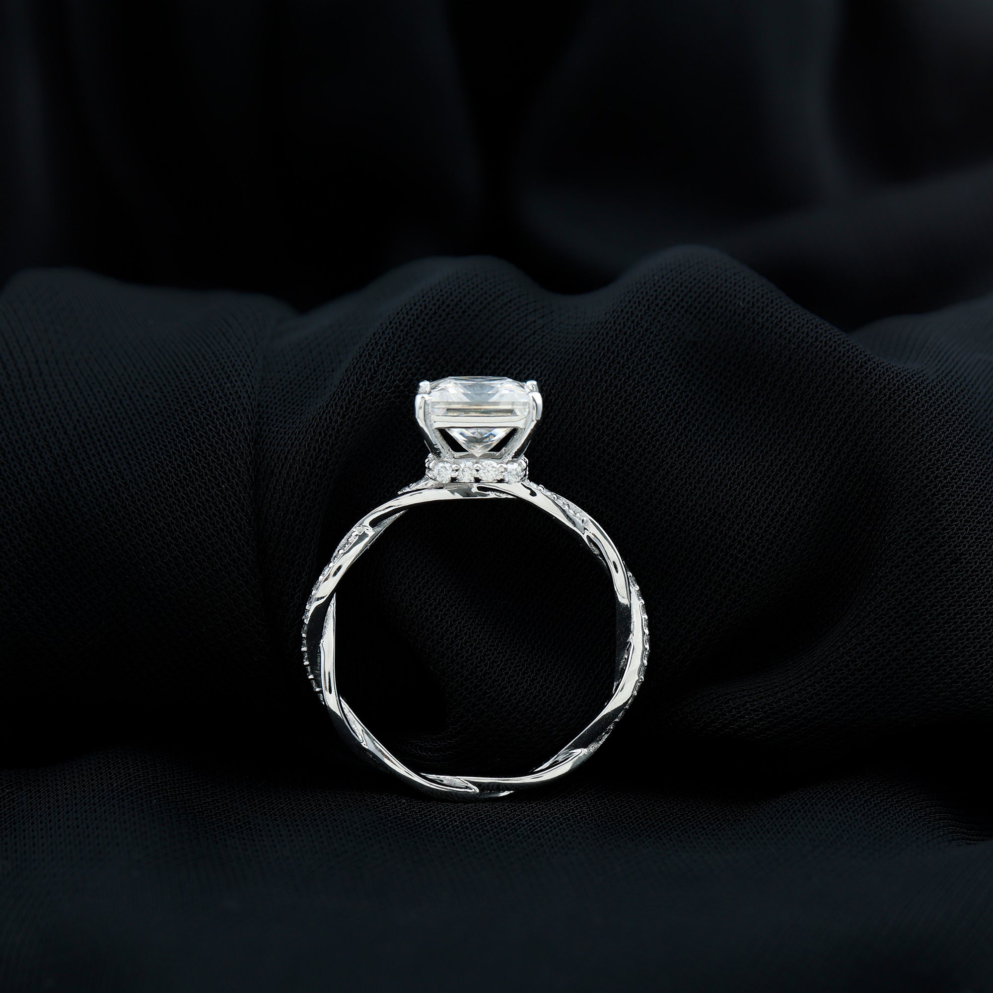 Rosec Jewels-Princess Cut 4 Carat Lab Grown Diamond Braided Engagement Ring IGI Certified