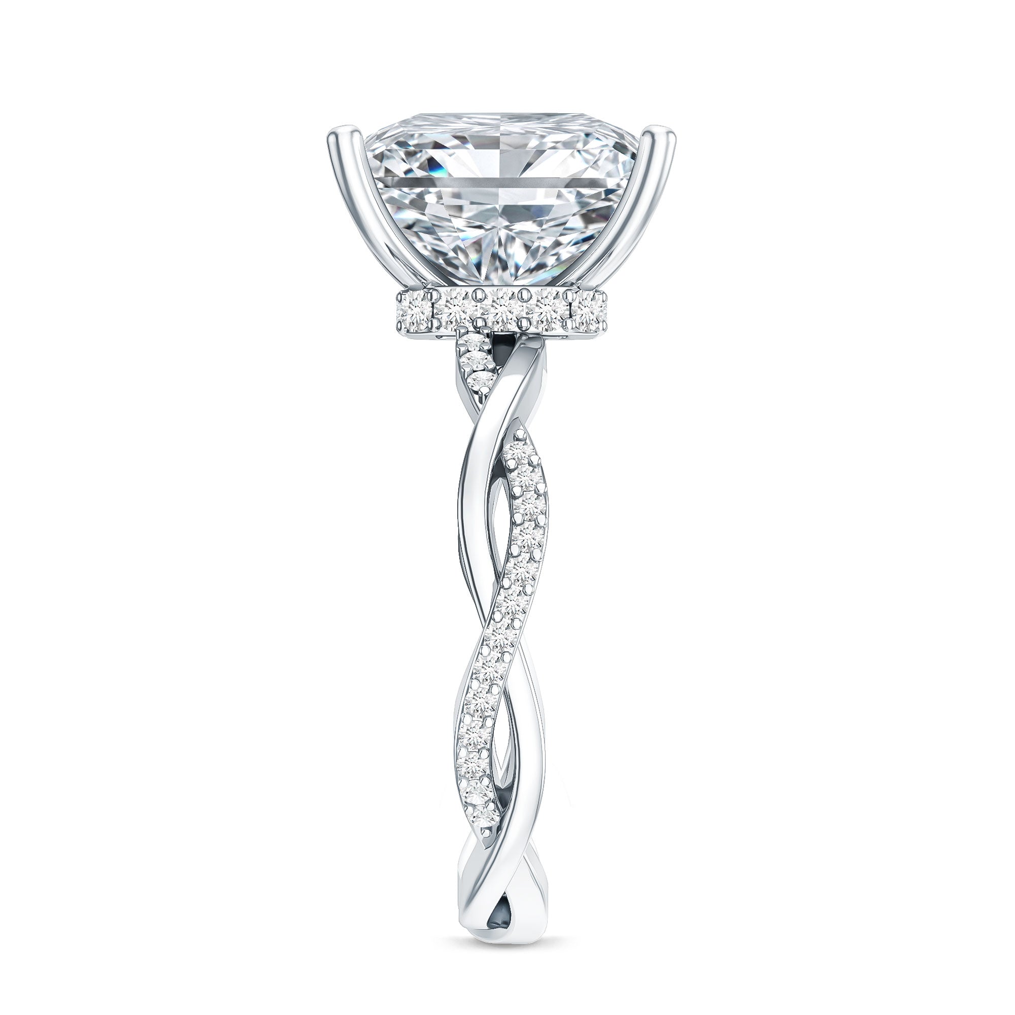 Rosec Jewels-IGI Certified 5 Carat Princess Cut Lab Grown Diamond Huge Engagement Ring with Braided Band