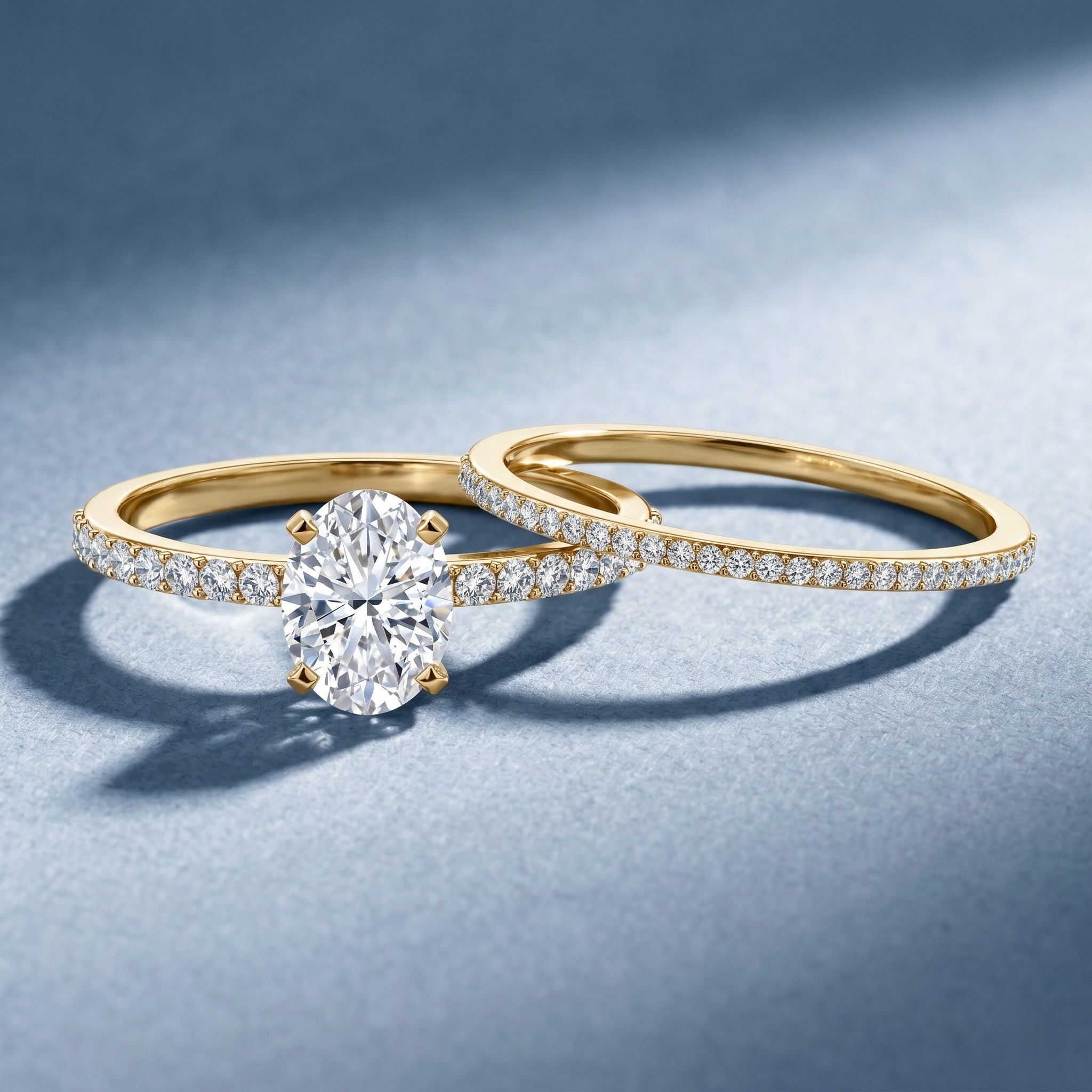IGI Certified 1 Carat Lab Grown Diamond Engagement Ring with Wedding Band Set Lab - ( E-VS1 ) - Rosec Jewels