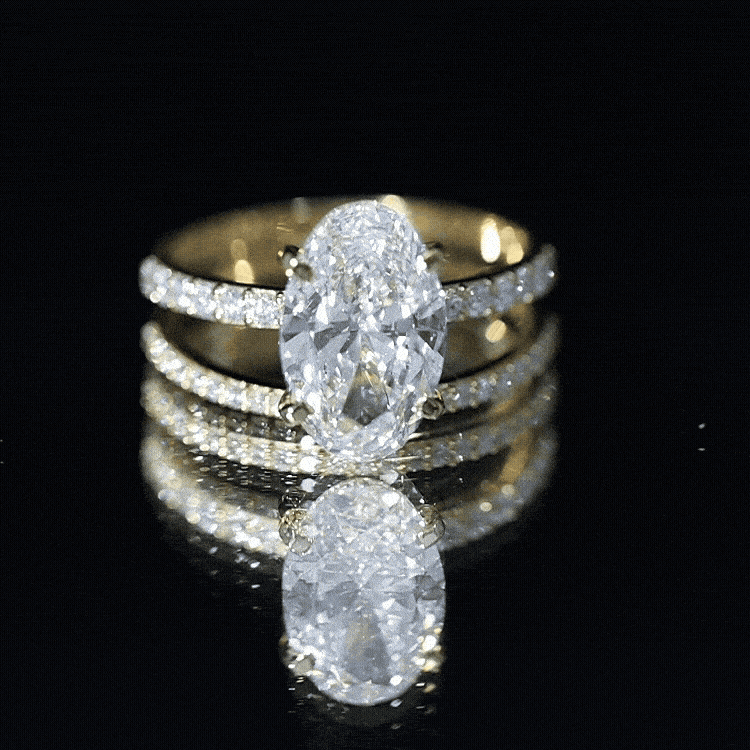 4 Carat Huge Oval Lab Grown Diamond Solitaire Bridal Ring Set with IGI Certificate Lab - ( E-VS1 ) - Rosec Jewels
