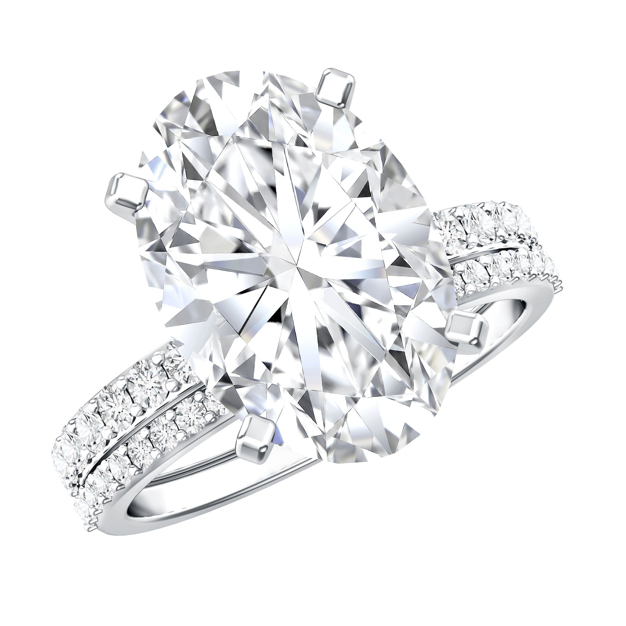 4 Carat Huge Oval Lab Grown Diamond Solitaire Bridal Ring Set with IGI Certificate Lab - ( E-VS1 ) - Rosec Jewels