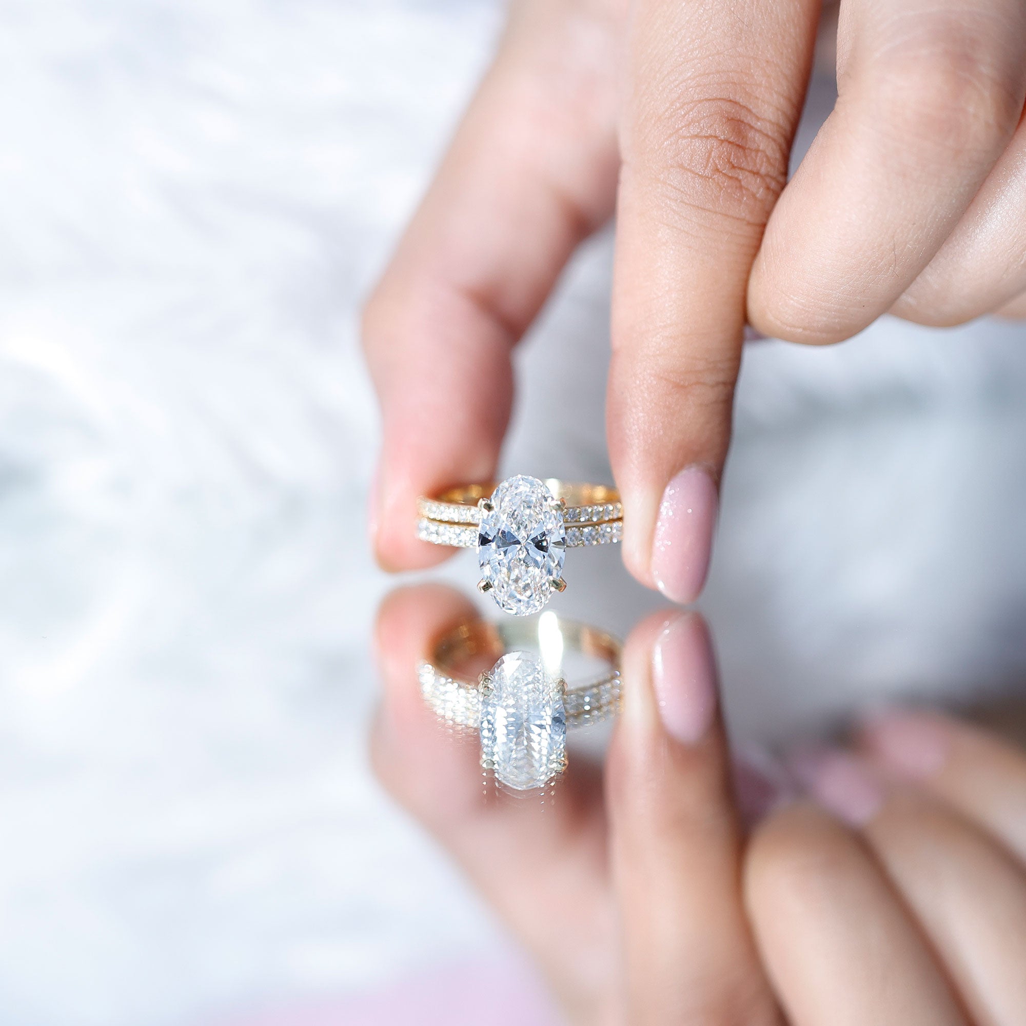 4 Carat Huge Oval Lab Grown Diamond Solitaire Bridal Ring Set with IGI Certificate Lab - ( E-VS1 ) - Rosec Jewels