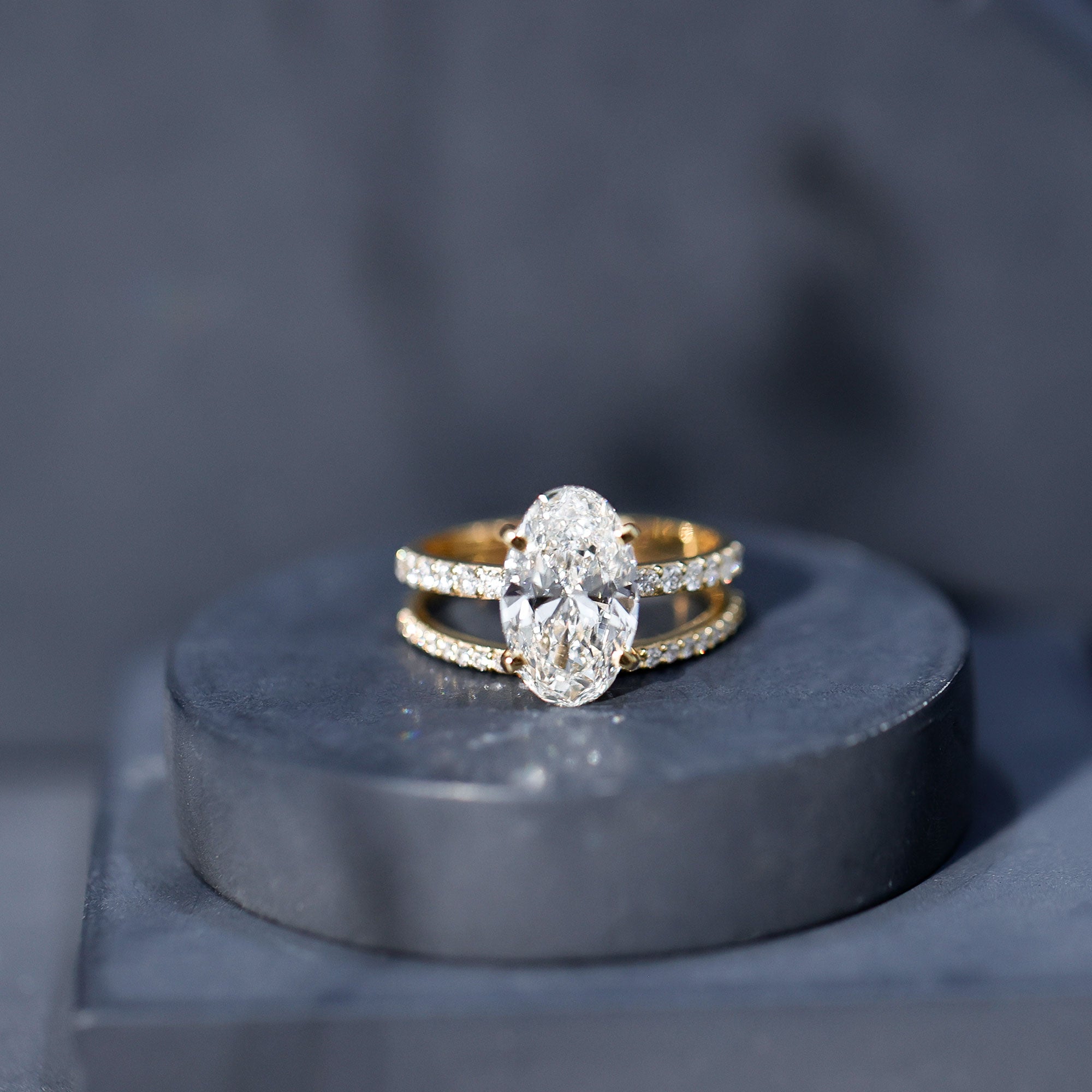 4 Carat Huge Oval Lab Grown Diamond Solitaire Bridal Ring Set with IGI Certificate Lab - ( E-VS1 ) - Rosec Jewels