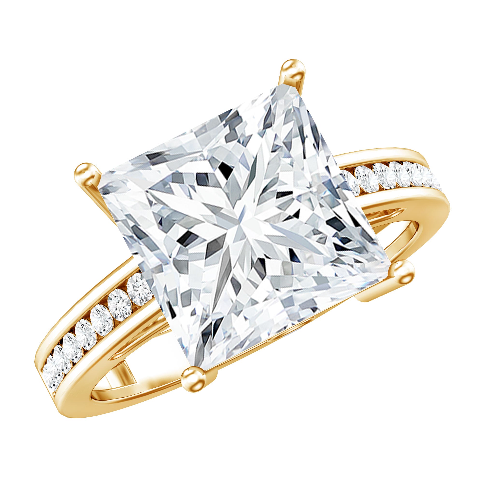 Solitaire 5 Carat Lab Grown Diamond Princess Cut Engagement Ring IGI Certified Lab - ( E-VS1 ) - Rosec Jewels