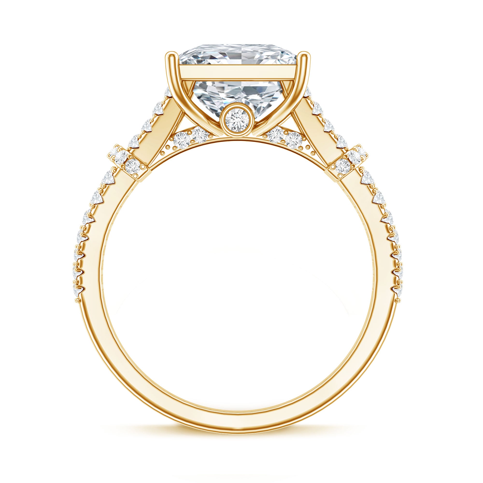 Rosec Jewels-IGI Certified Big 5 Carat Lab Grown Diamond Princess Cut Engagement Ring with Split Shank