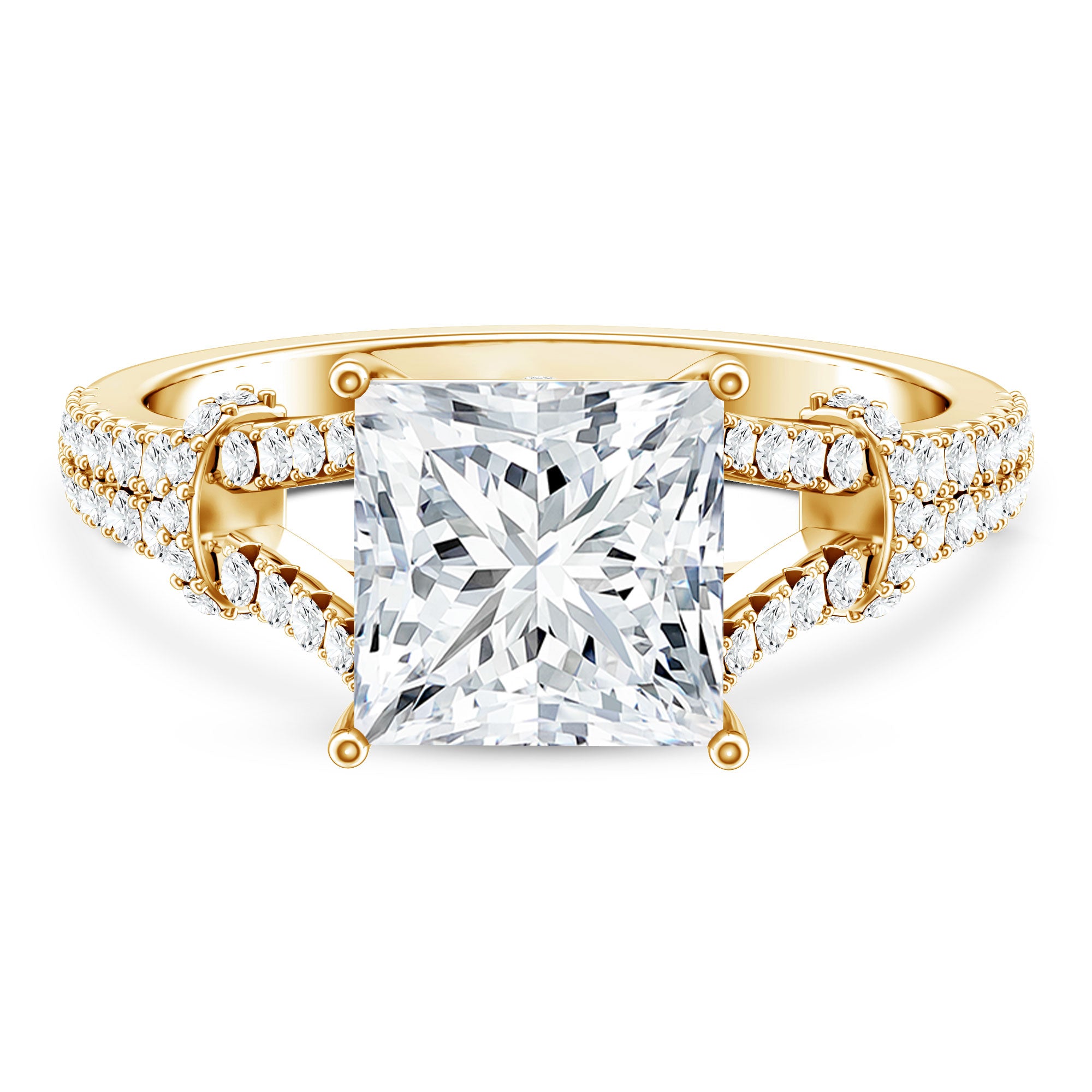 Rosec Jewels-IGI Certified Big 5 Carat Lab Grown Diamond Princess Cut Engagement Ring with Split Shank