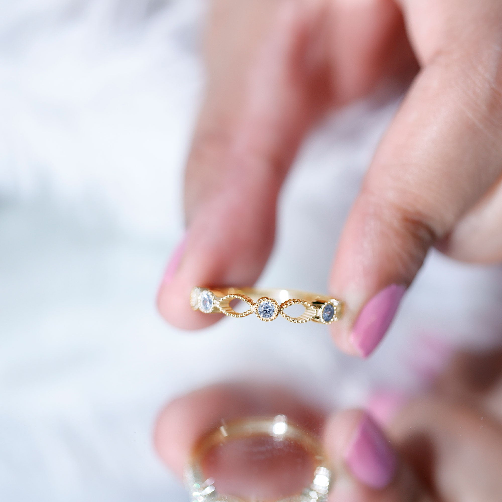 Infinity Inspired Lab Grown Diamond Stackable Ring for Women Lab - ( EF-VS ) - Rosec Jewels