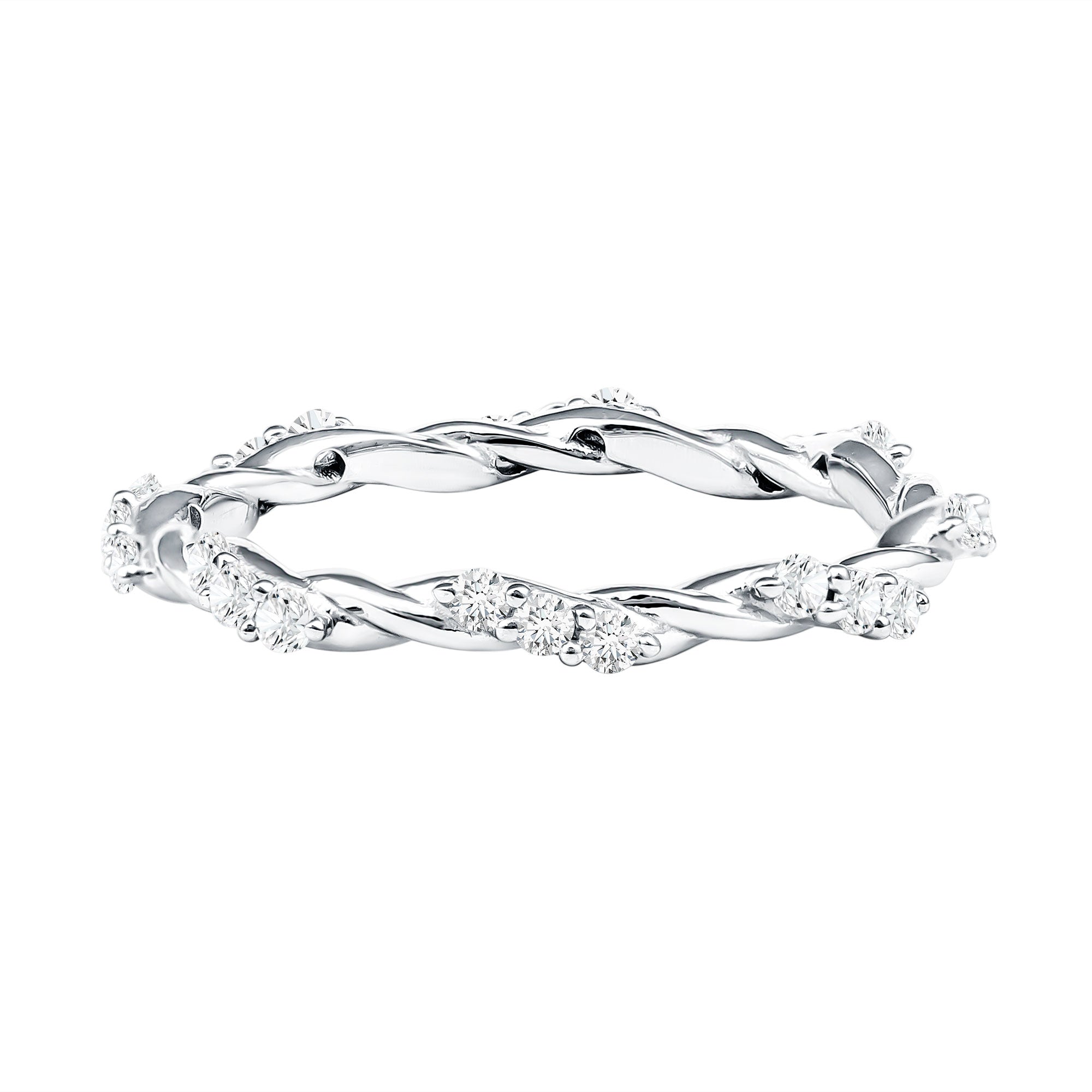 Lab Grown Twisted Diamond Stackable Ring Lab - ( EF-VS ) - Rosec Jewels