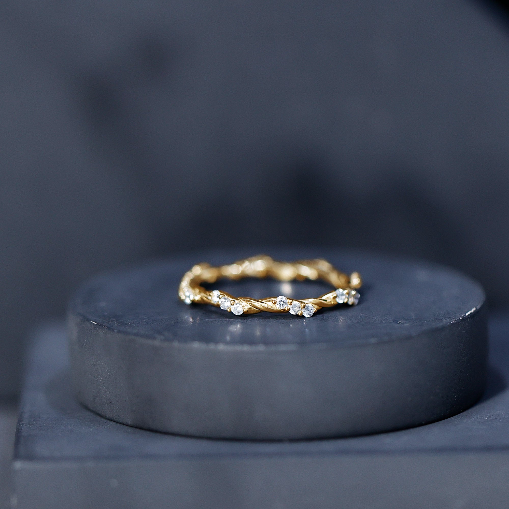 Lab Grown Twisted Diamond Stackable Ring Lab - ( EF-VS ) - Rosec Jewels