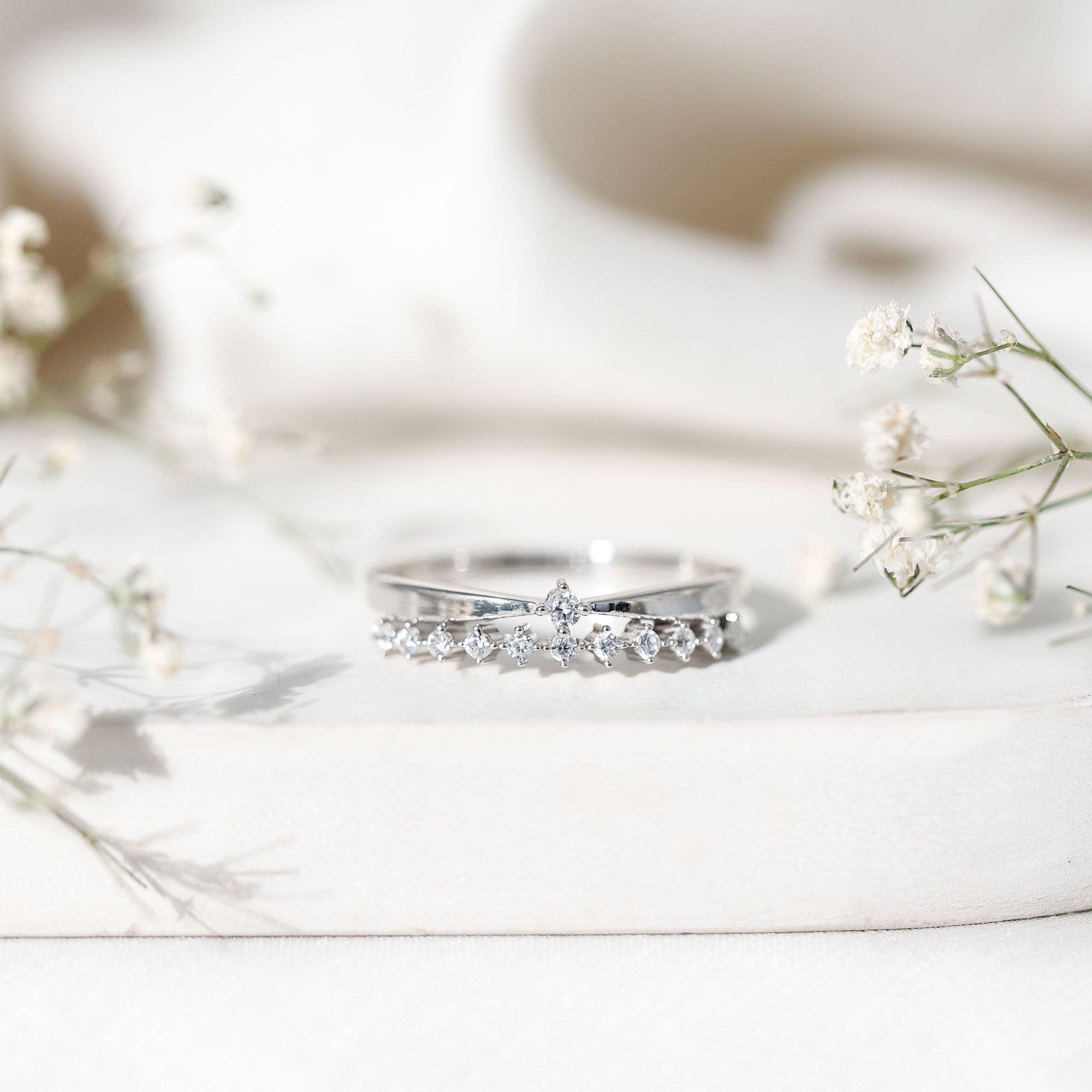 Rosec Jewels-Stackable Round Cut Lab Grown Diamond Anniversary Ring
