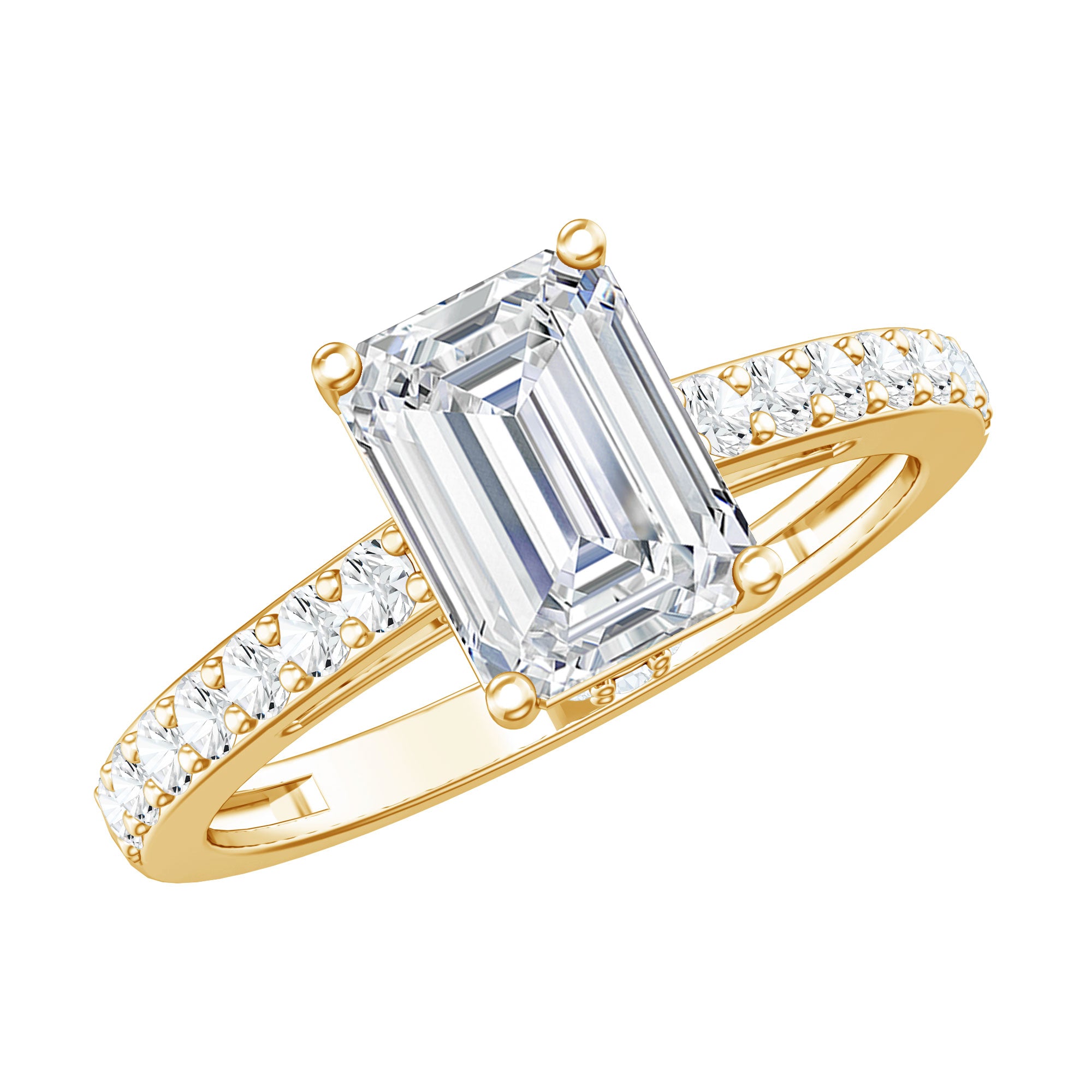 IGI Certified Emerald Cut Lab Grown Diamond Engagement Ring 2 Carat Lab - ( E-VS1 ) - Rosec Jewels