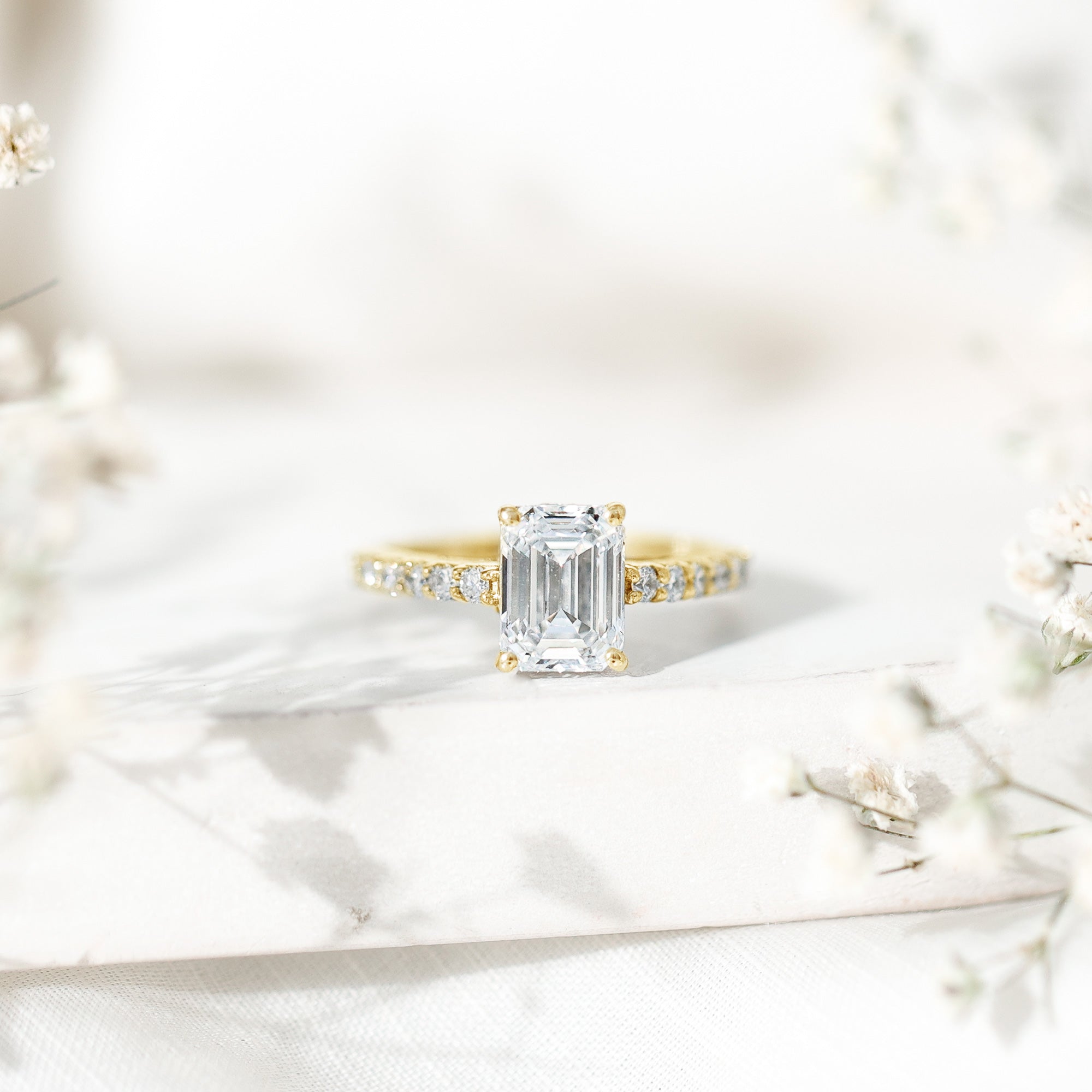 IGI Certified Emerald Cut Lab Grown Diamond Engagement Ring 2 Carat Lab - ( E-VS1 ) - Rosec Jewels