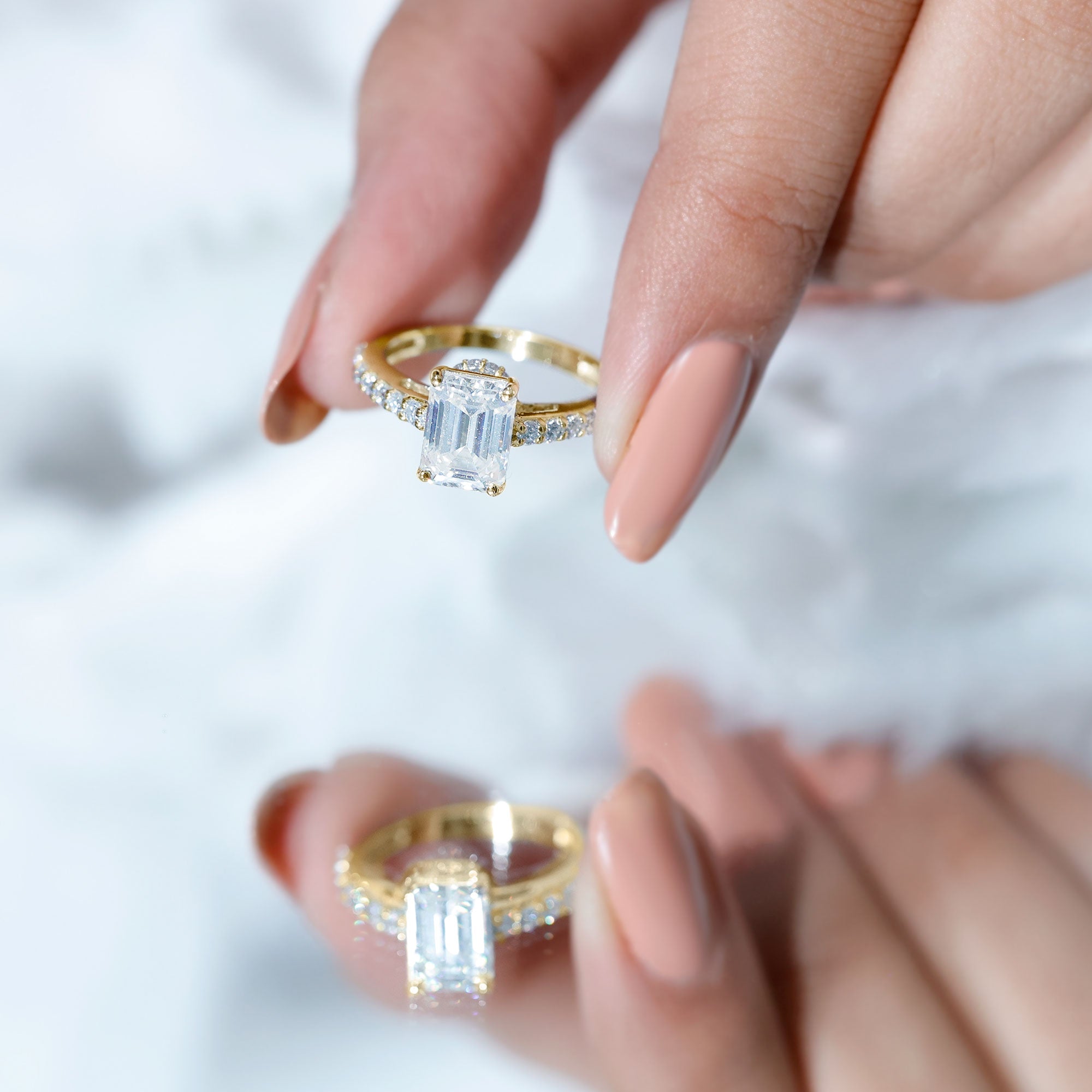 IGI Certified Emerald Cut Lab Grown Diamond Engagement Ring 2 Carat Lab - ( E-VS1 ) - Rosec Jewels