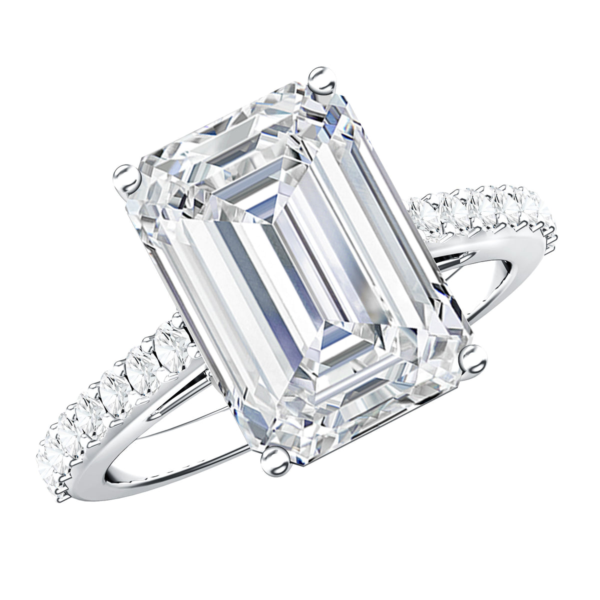 Emerald Cut 5 Carat Lab Grown Diamond Solitaire Engagement Ring IGI Certified Lab - ( E-VS1 ) - Rosec Jewels