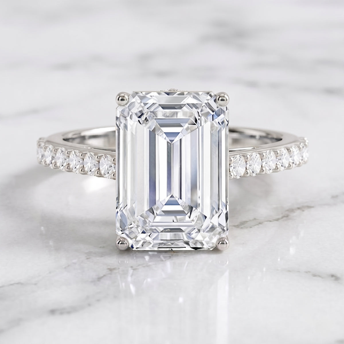 Emerald Cut 5 Carat Lab Grown Diamond Solitaire Engagement Ring IGI Certified Lab - ( E-VS1 ) - Rosec Jewels