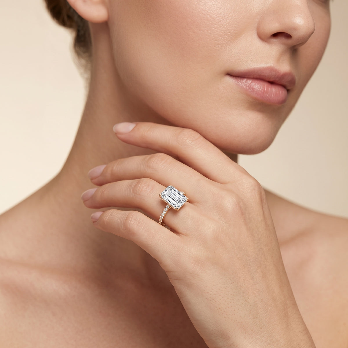 Emerald Cut 5 Carat Lab Grown Diamond Solitaire Engagement Ring IGI Certified Lab - ( E-VS1 ) - Rosec Jewels