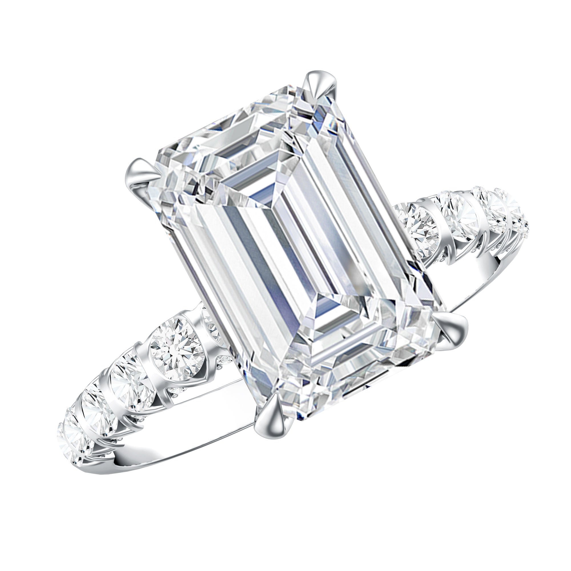 Lab Grown Diamond 4 Carat Emerald Cut Engagement Ring IGI Certified Lab - ( E-VS1 ) - Rosec Jewels