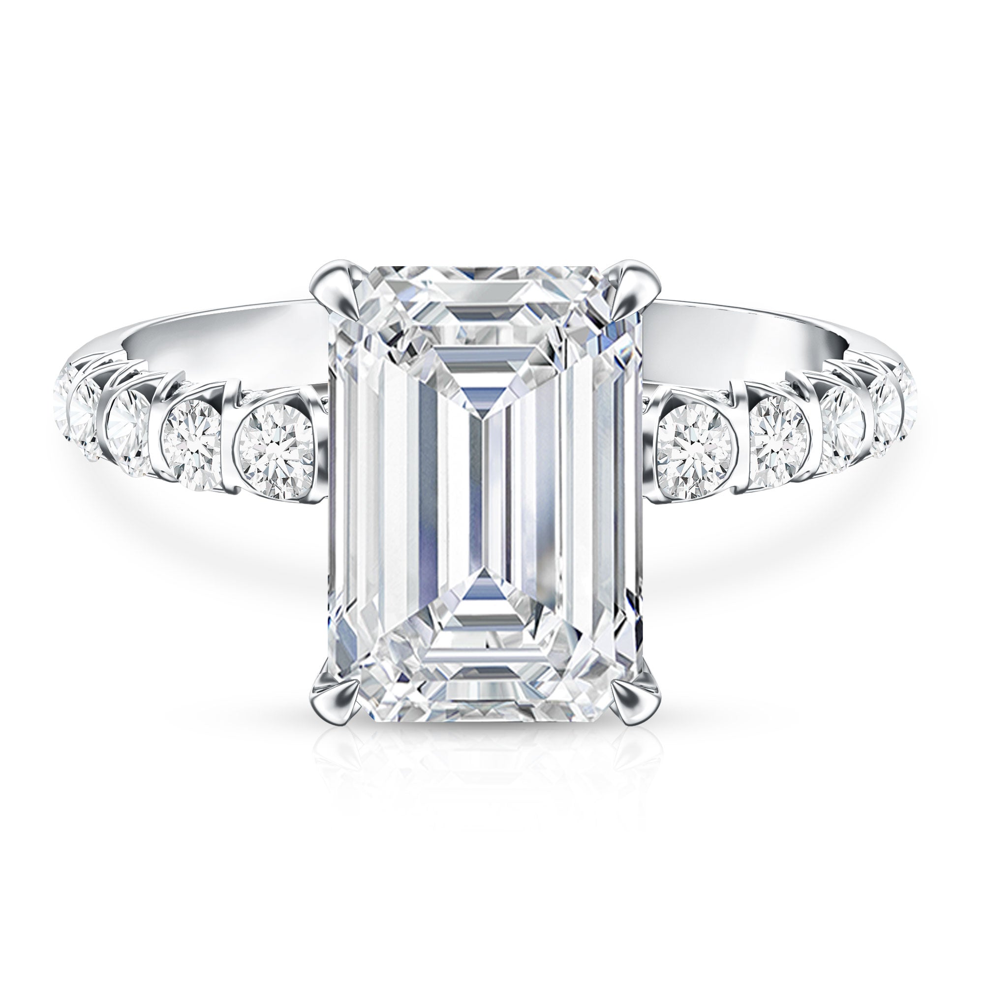 Rosec Jewels-Lab Grown Diamond 4 Carat Emerald Cut Engagement Ring IGI Certified
