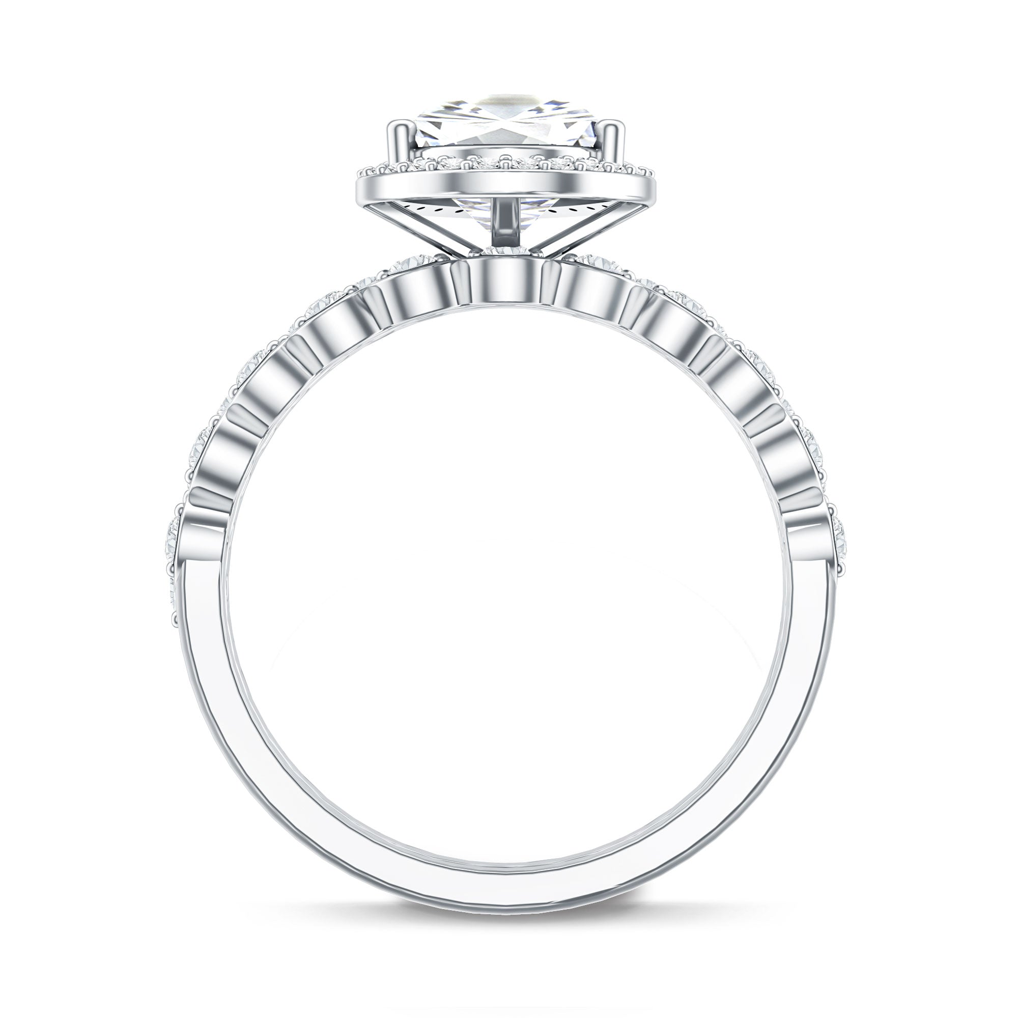 Rosec Jewels-2 Carat Lab Grown Diamond Teardrop Wedding Ring Set with IGI Certificate