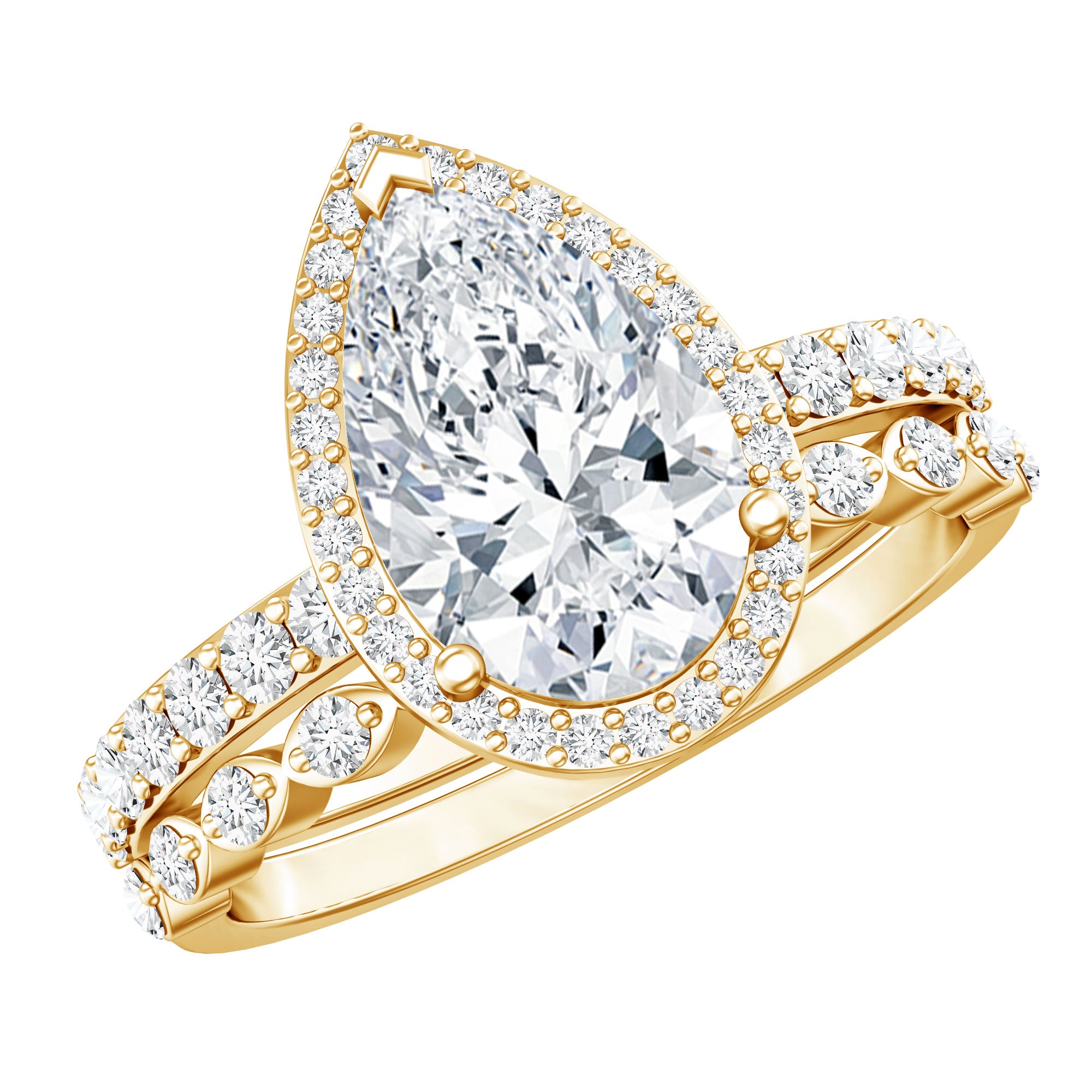 Rosec Jewels-2 Carat Lab Grown Diamond Teardrop Wedding Ring Set with IGI Certificate