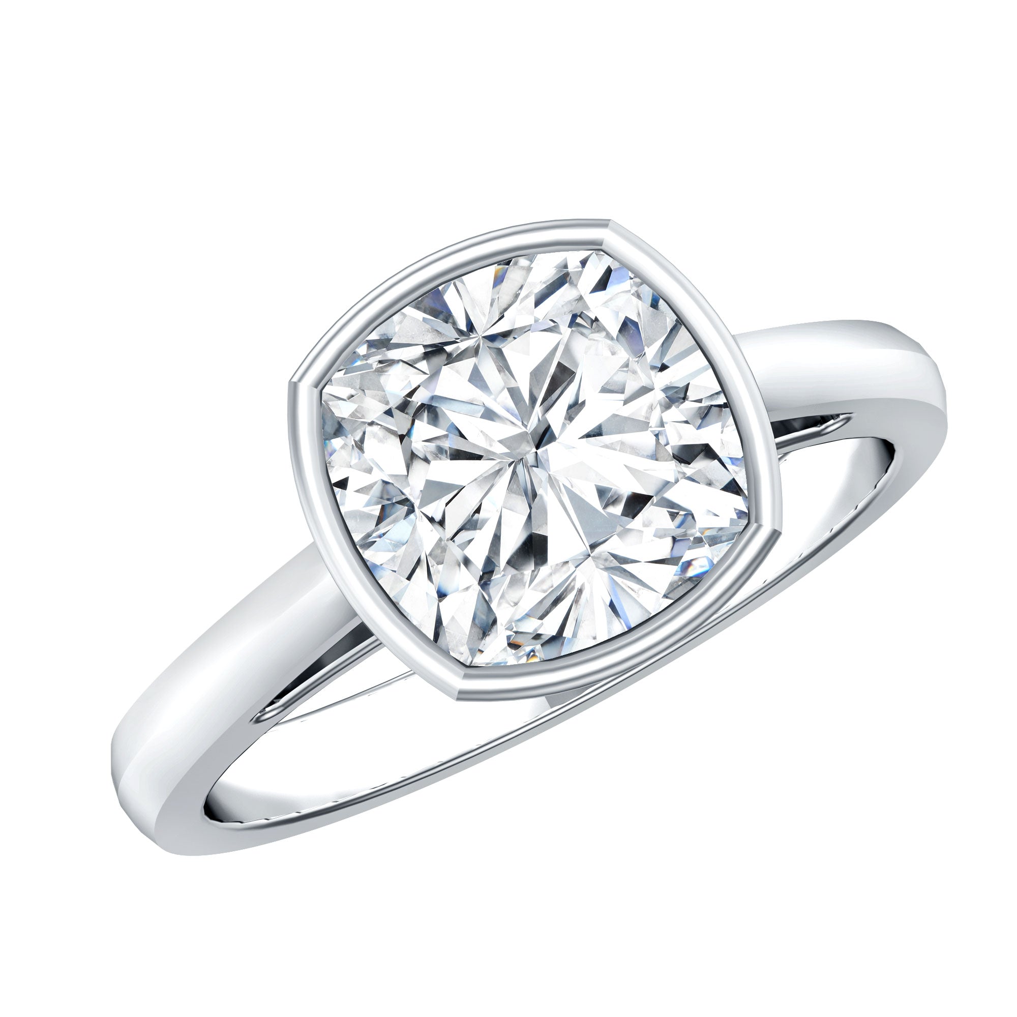 3 Carat Solitaire Cushion Cut Lab Grown Diamond Bezel Engagement Ring with IGI Certificate Lab - ( E-VS1 ) - Rosec Jewels