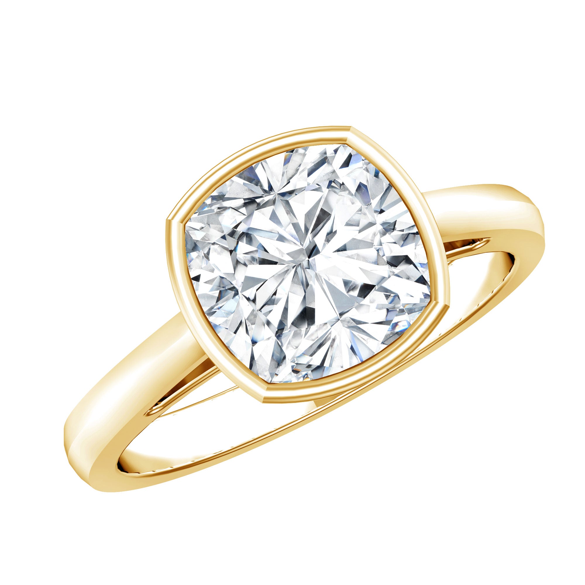 3 Carat Solitaire Cushion Cut Lab Grown Diamond Bezel Engagement Ring with IGI Certificate Lab - ( E-VS1 ) - Rosec Jewels